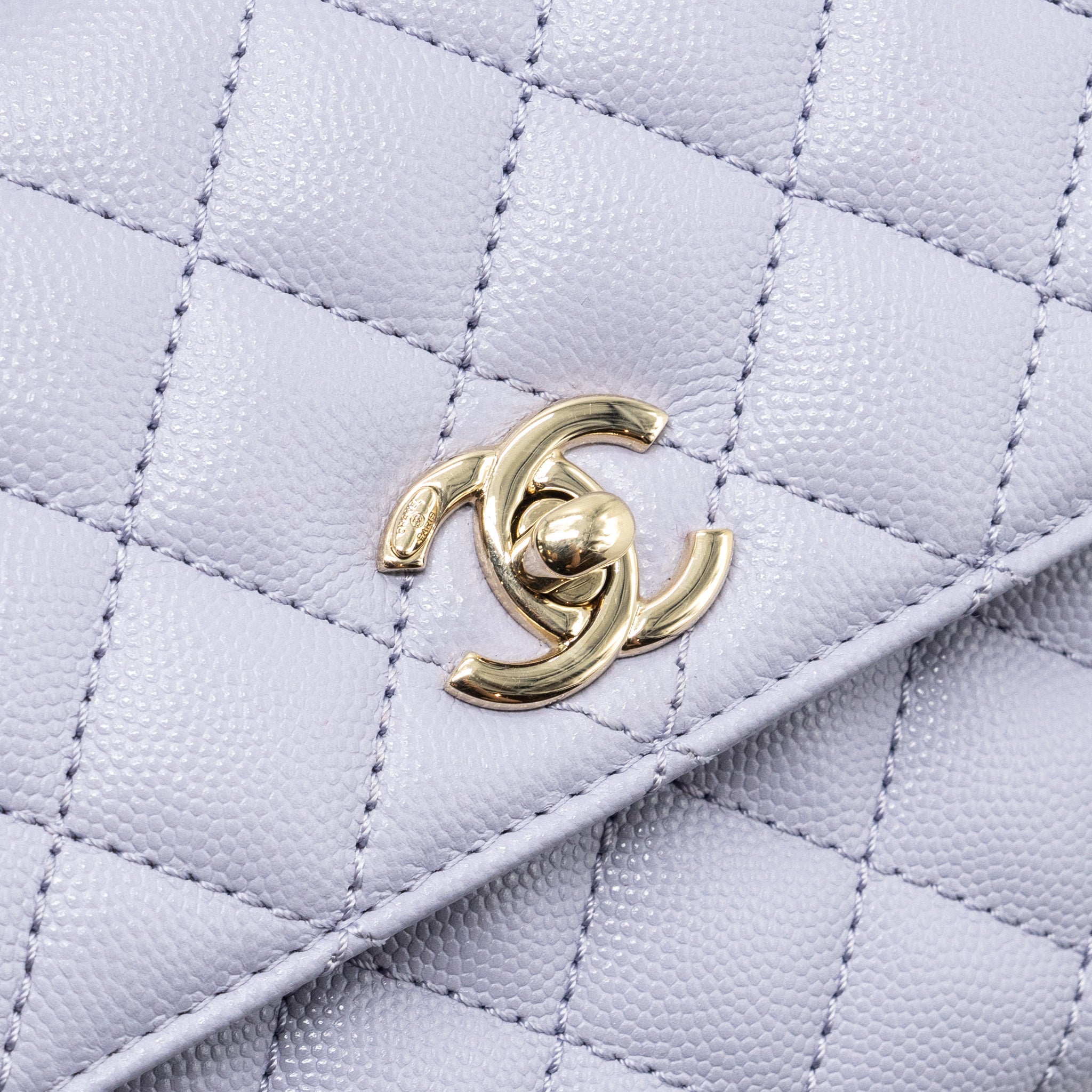 CHANEL SMALL COCO HANDLE CAVIAR LIGHT PURPLE LGHW (MICROCHIP)