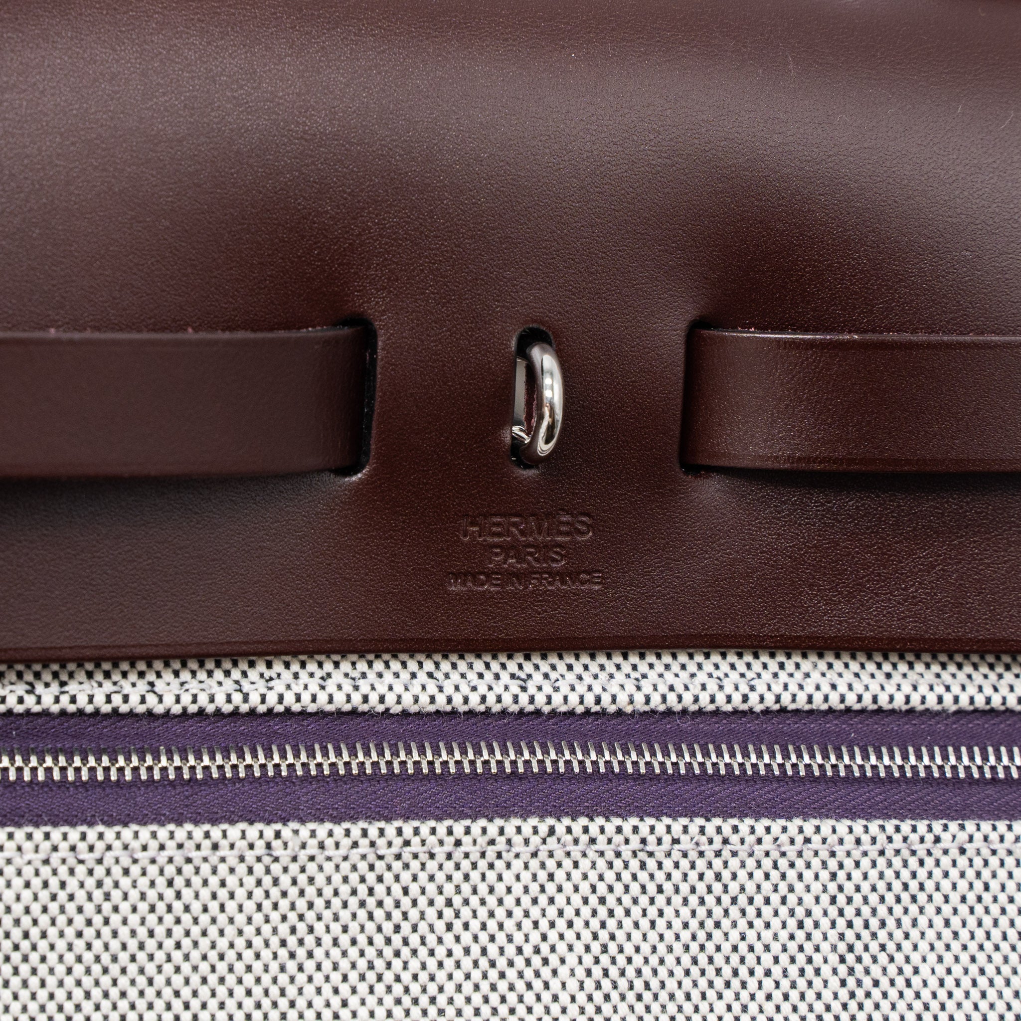 HERMES HERBAG 31 ZIP BAG TOILE H BERLINE CANVAS/VACHE HUNTER CASSIS/BLACK/ROUGE SELLIER SHW