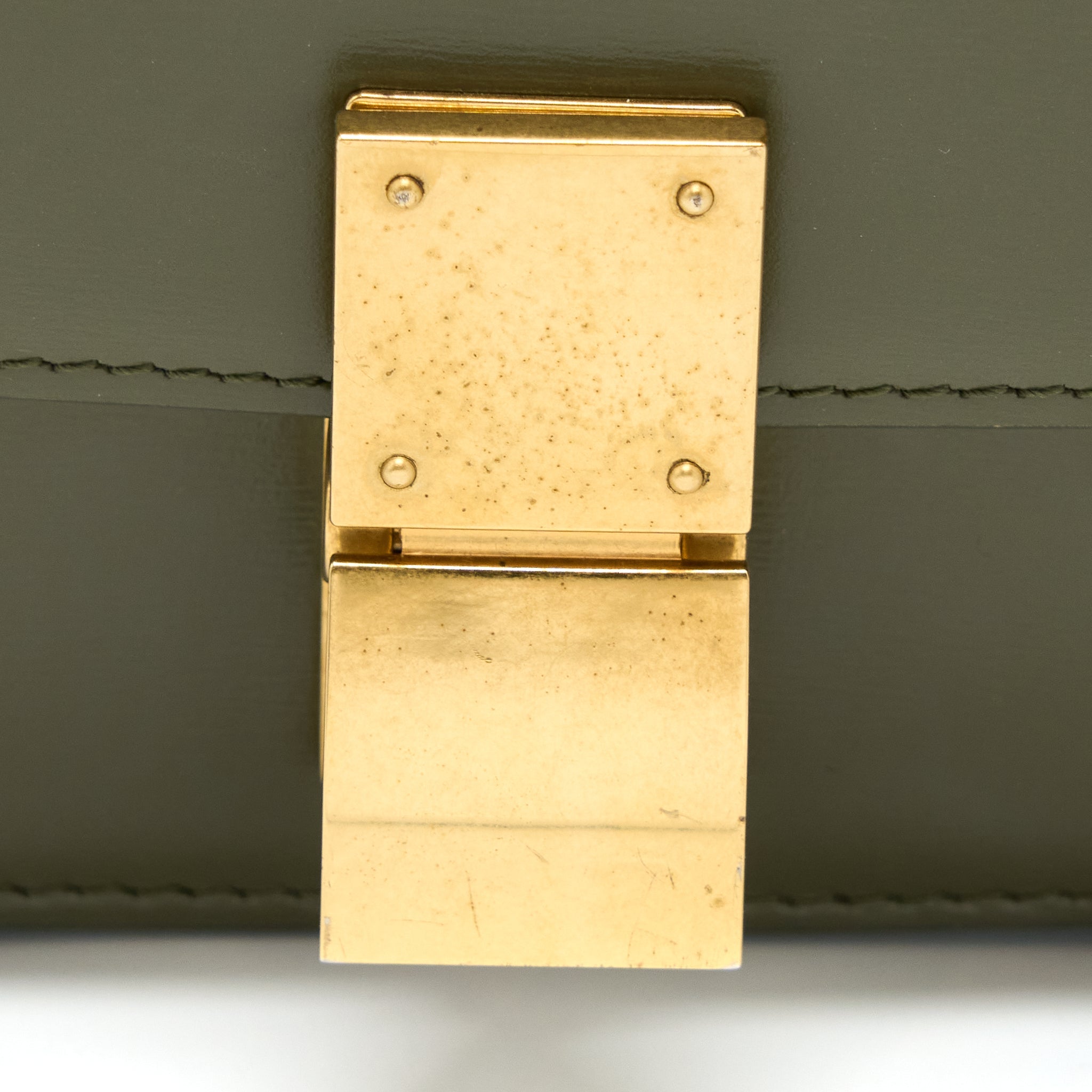 CELINE SMALL CLASSIC BAG BOX CALFSKIN ARMY GREEN GHW