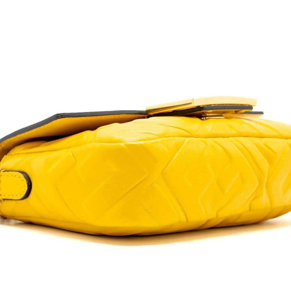 FENDI MINI BAGUETTE BAG NAPPA LAMBSKIN YELLOW GHW