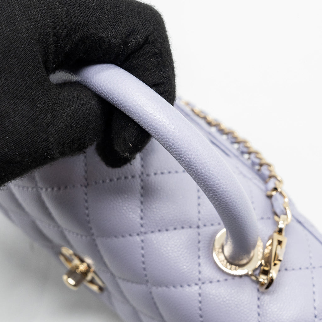 CHANEL SMALL COCO HANDLE CAVIAR LIGHT PURPLE LGHW (MICROCHIP)