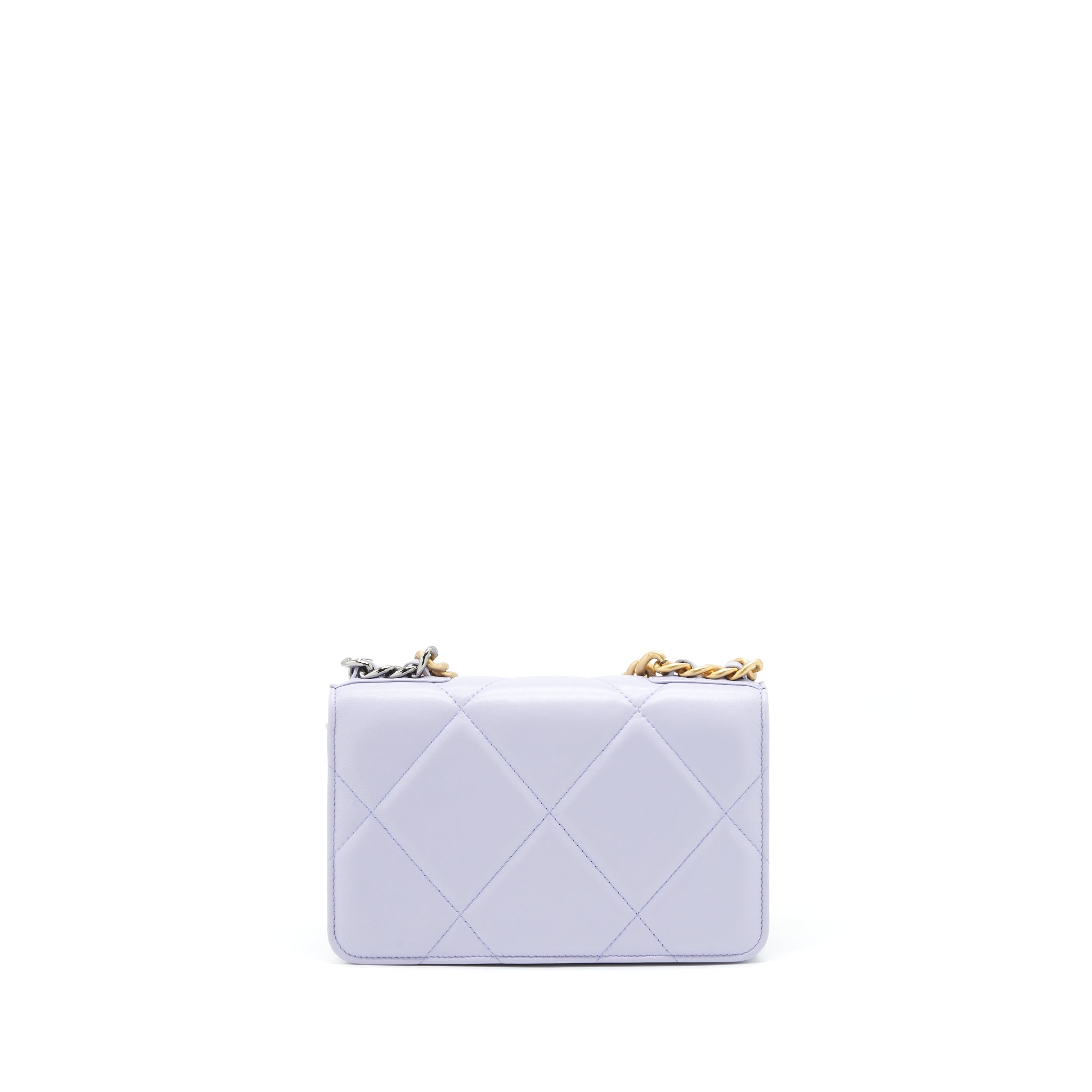 CHANEL 19 WALLET ON CHAIN LAMBSKIN LIGHT PURPLE GHW (MICROCHIP)