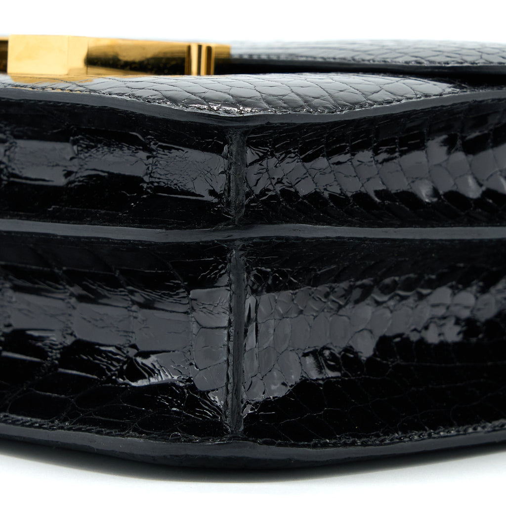HERMES CONSTANCE 24 SHINY ALLIGATOR LEATHER BLACK GHW