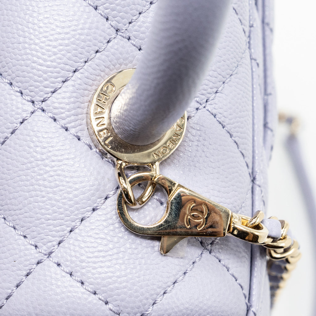 CHANEL SMALL COCO HANDLE CAVIAR LIGHT PURPLE LGHW (MICROCHIP)