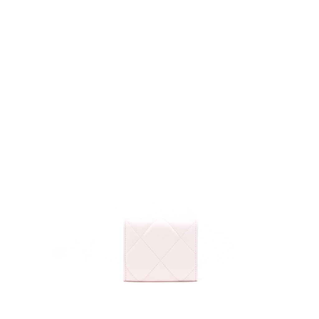CHANEL 19 FLAP CARDHOLDER LAMBSKIN LIGHT PINK GHW