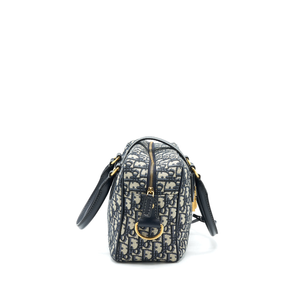 DIOR OBLIQUE COLLECTION BLUE MONOGRAM CANVAS TOTE BAG