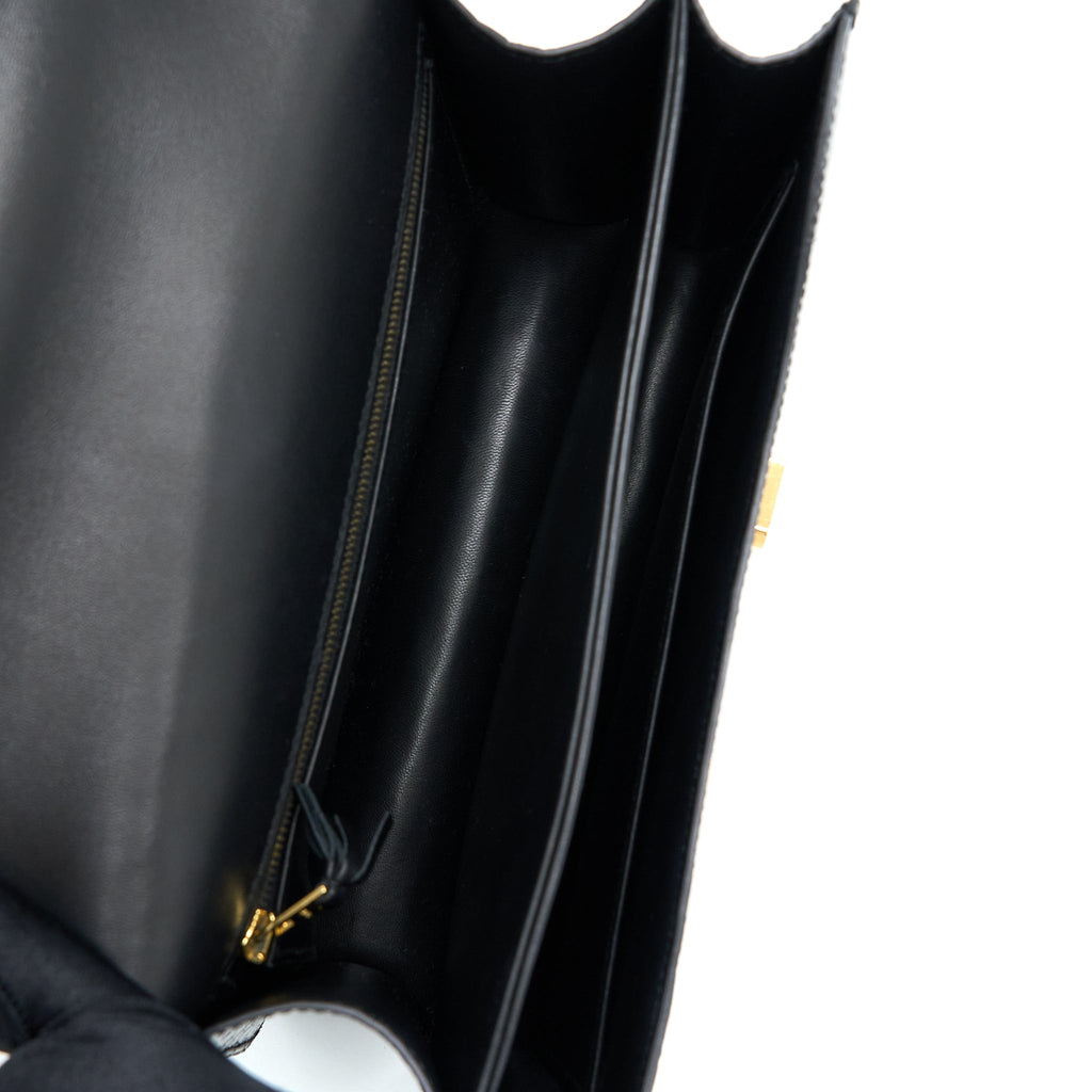 HERMES CONSTANCE 24 SHINY ALLIGATOR LEATHER BLACK GHW