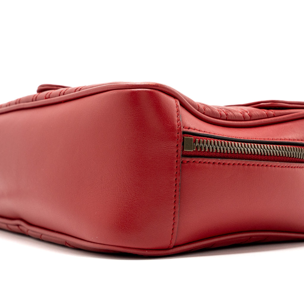 GUCCI GG MARMONT MATELASSE SHOULDER BAG CALFSKIN RED GHW