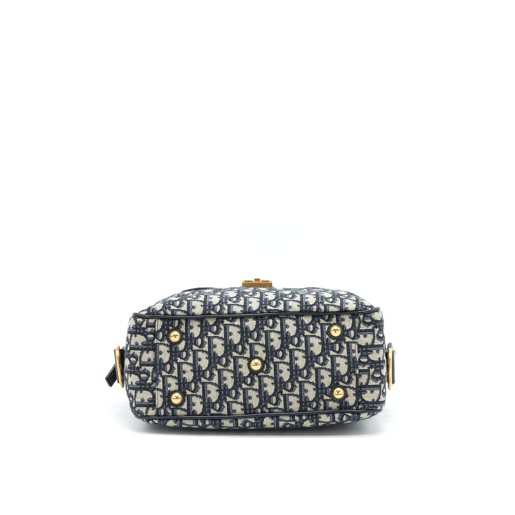 DIOR OBLIQUE COLLECTION BLUE MONOGRAM CANVAS TOTE BAG