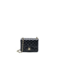 CHANEL CLASSIC MINI SQUARE FLAP BAG LAMBSKIN BLACK LGHW (MICROCHIP)