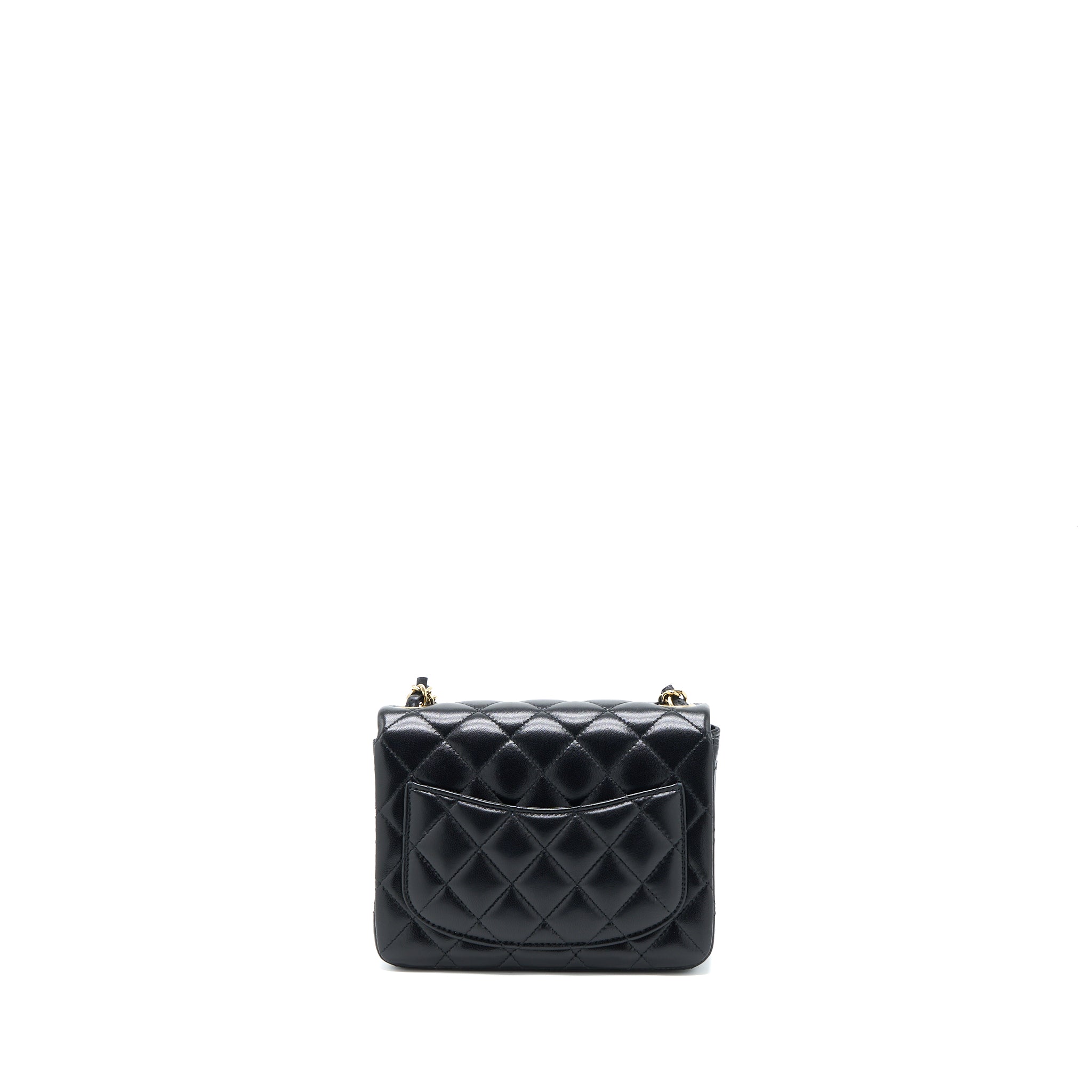 CHANEL CLASSIC MINI SQUARE FLAP BAG LAMBSKIN BLACK LGHW (MICROCHIP)