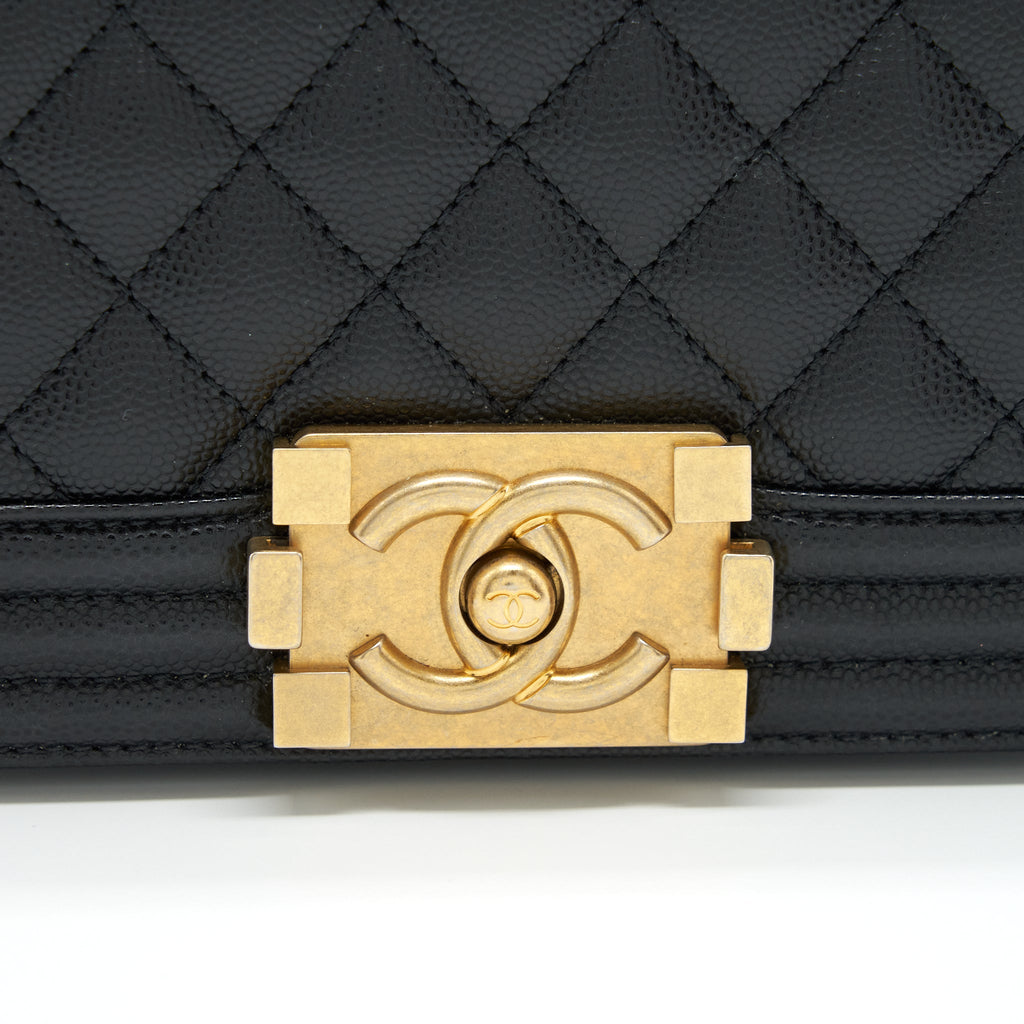 CHANEL SMALL BOY BAG CAVIAR BLACK GHW