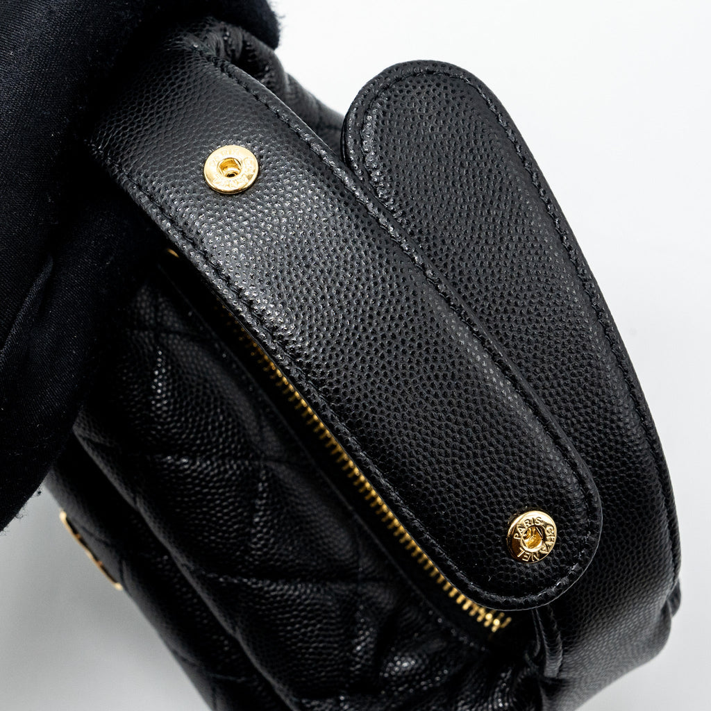 CHANEL 23B ROUND CLUTCH CAVIAR BLACK GHW (MICROCHIP)