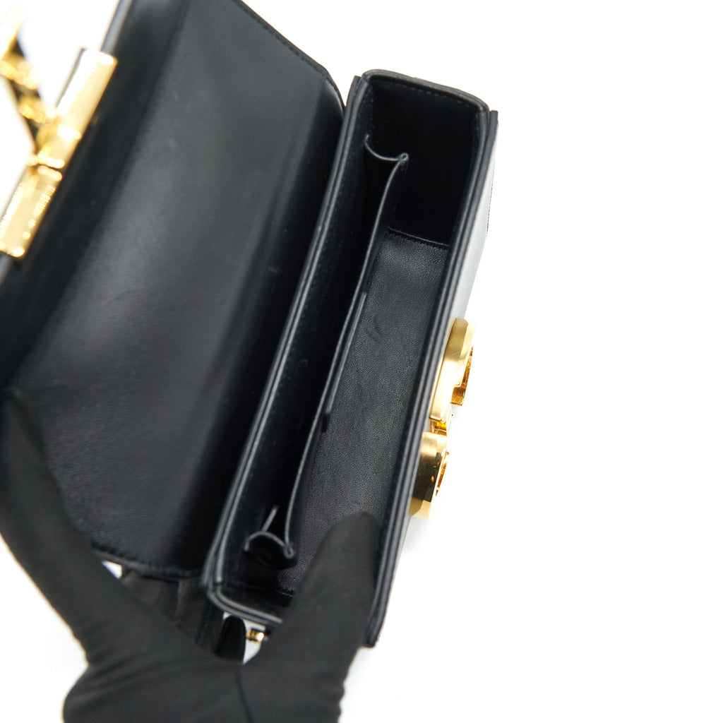 CHRISTIAN DIOR 30 MONTAIGNE SMALL BOX BAG LEATHER BLACK