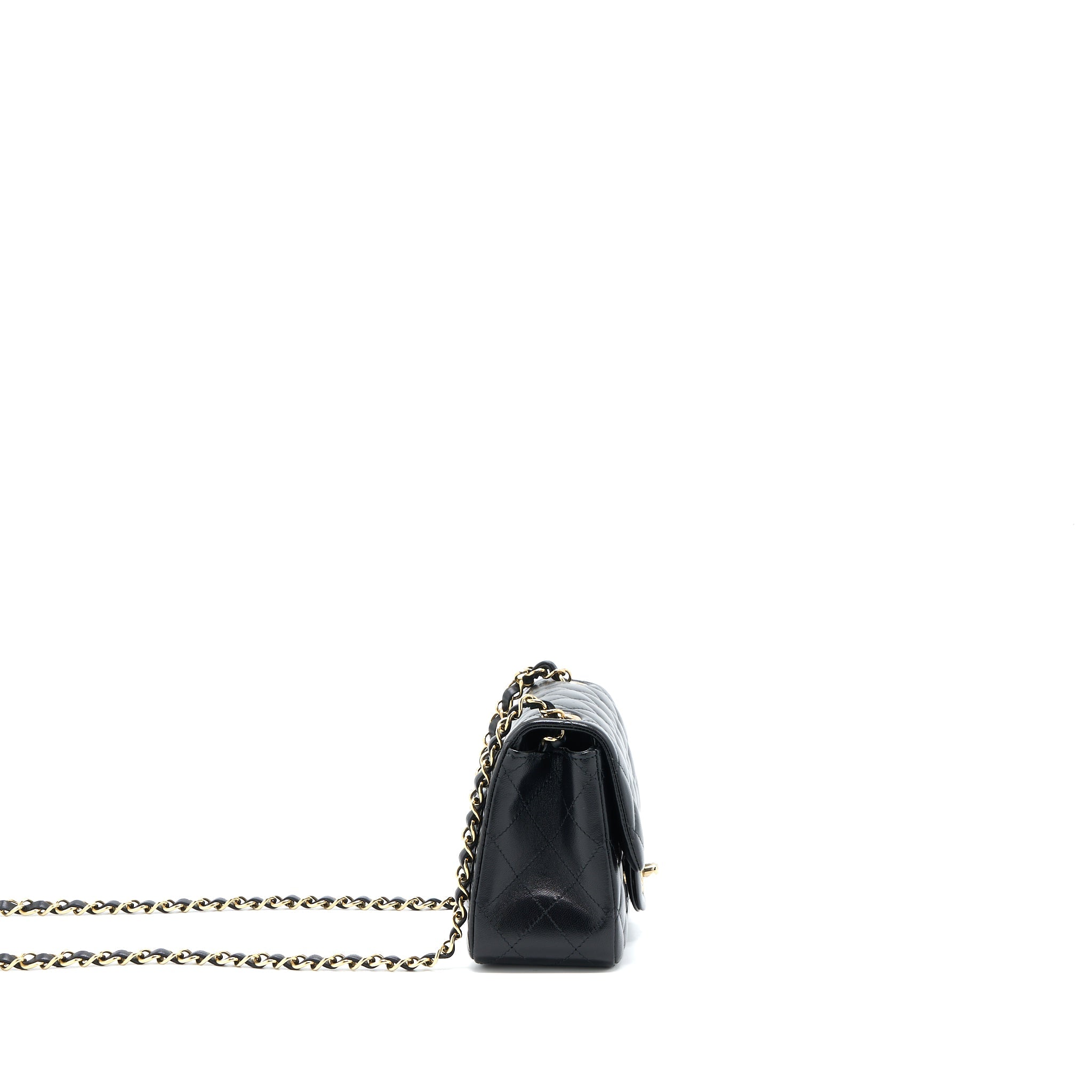 CHANEL CLASSIC MINI SQUARE FLAP BAG LAMBSKIN BLACK LGHW (MICROCHIP)