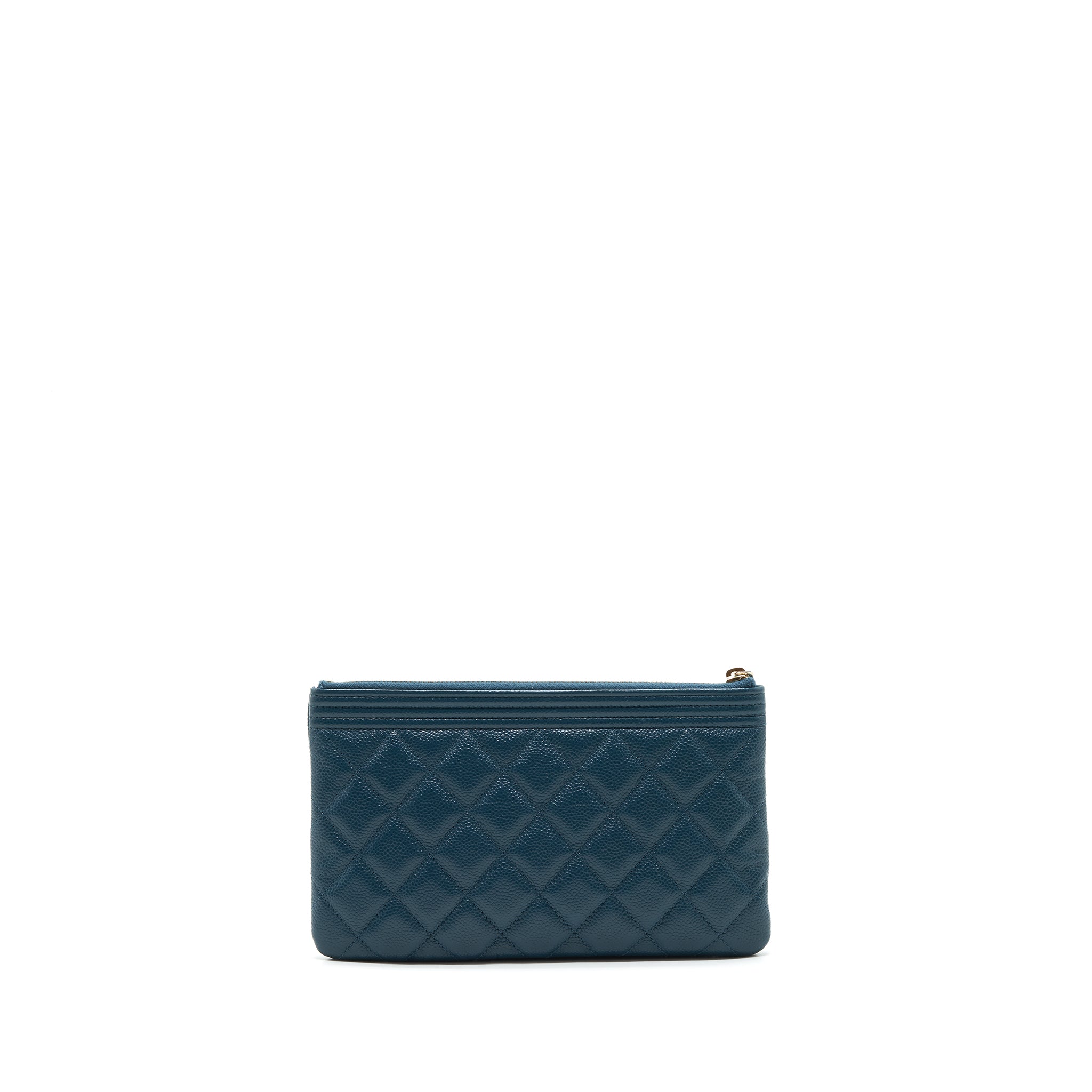 CHANEL BOY POUCH CAVIAR DARK GREEN LGHW