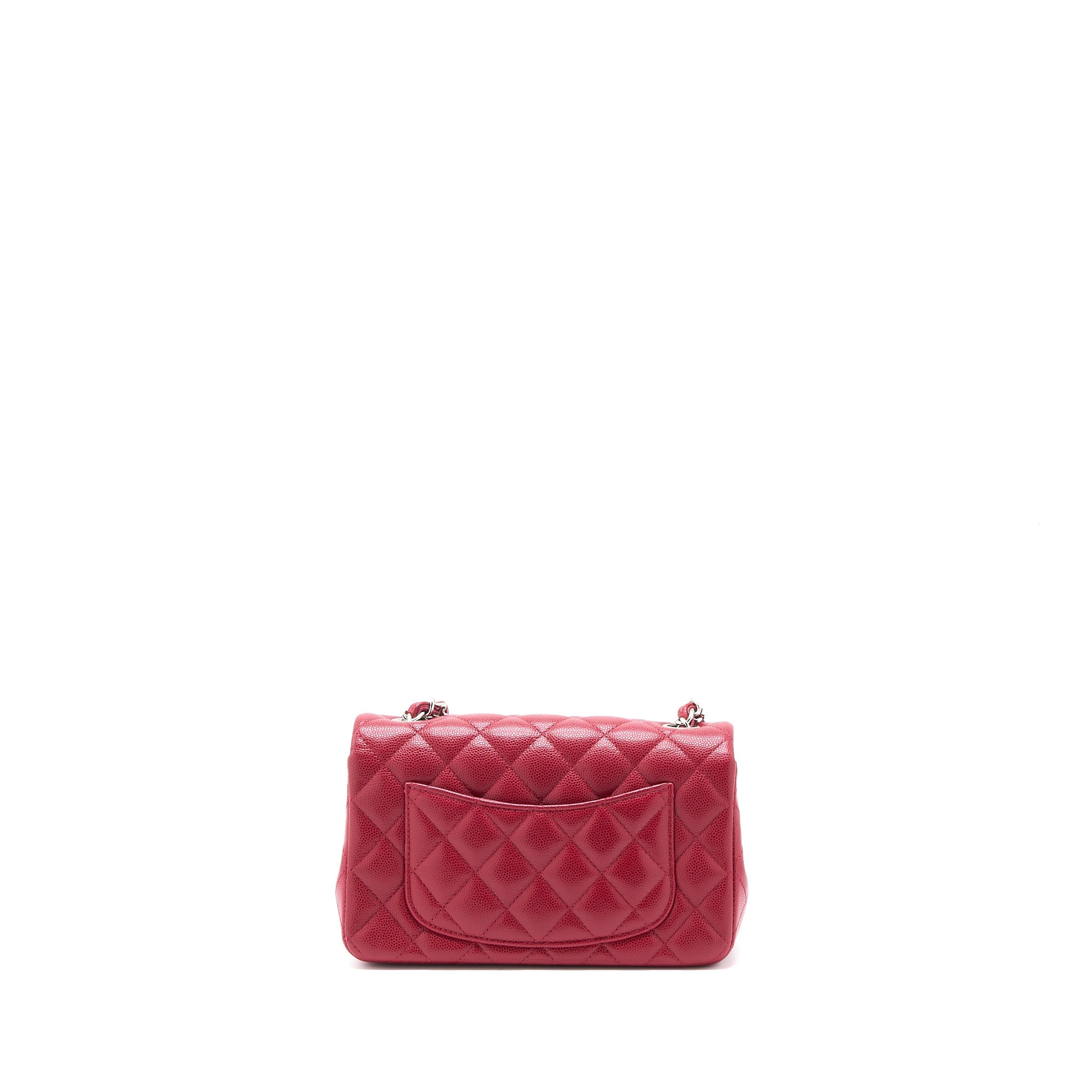 CHANEL 18B CLASSIC MINI RECTANGULAR FLAP BAG CAVIAR DARK PINK SHW