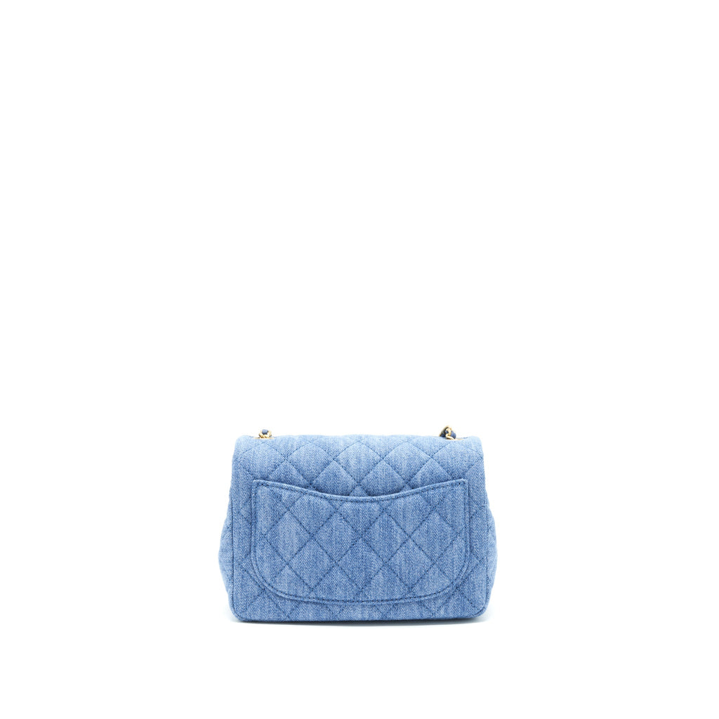 CHANEL 22C DENIM PEARL CRUSH MINI SQUARE FLAP BAG