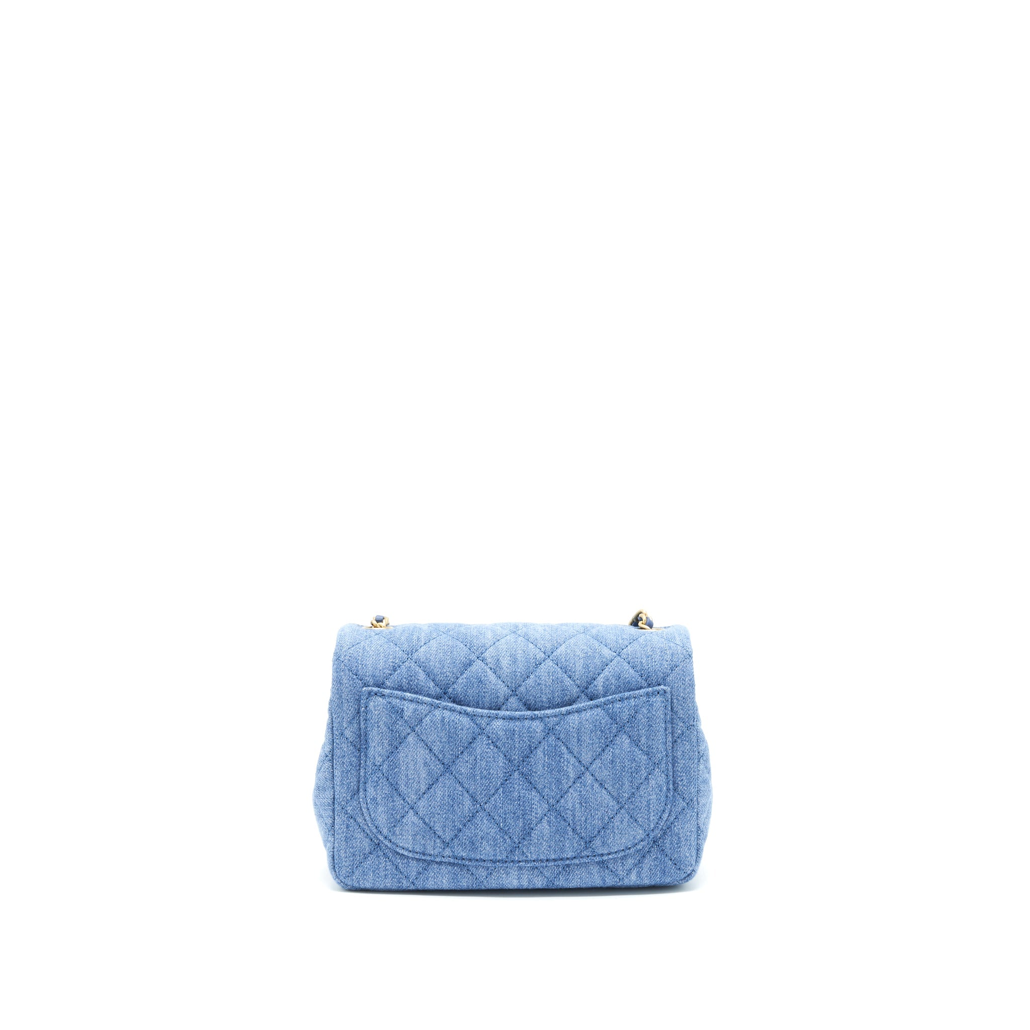 CHANEL 22C DENIM PEARL CRUSH MINI SQUARE FLAP BAG