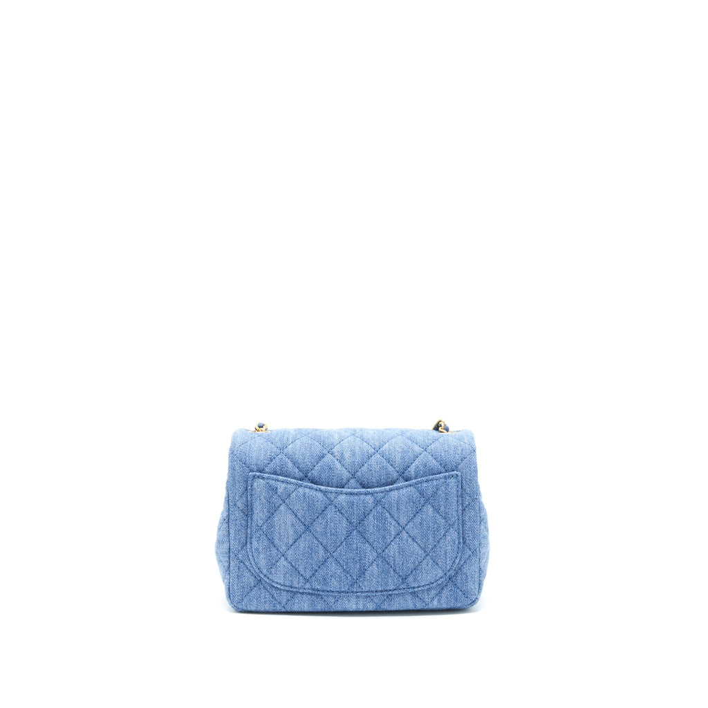CHANEL 22C DENIM PEARL CRUSH MINI SQUARE FLAP BAG (MICROCHIP)