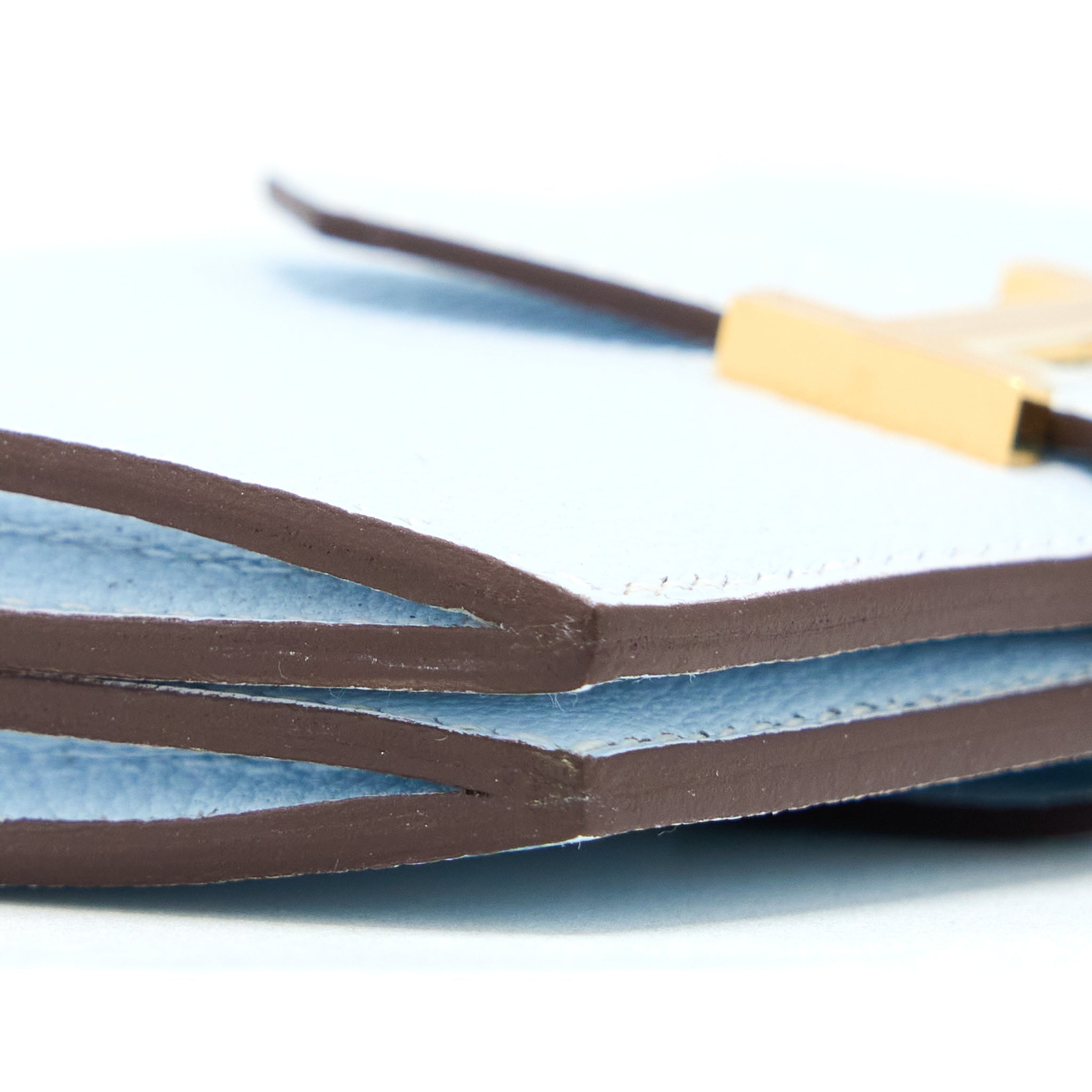 HERMES BEARN CARD HOLDER MYSORE GOATSKIN BLUE BRUME GHW