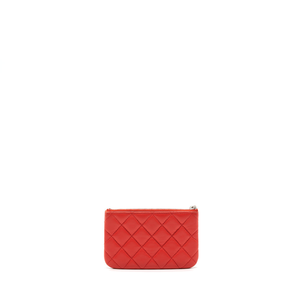 CHANEL SMALL O-CASE POUCH LAMBSKIN RED SHW