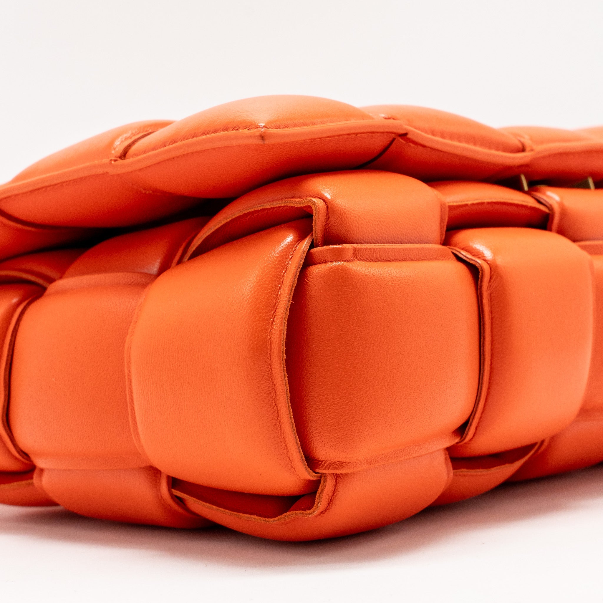 BOTTEGA VENETA PADDED CASSETTE BAG LAMBSKIN ORANGE GHW