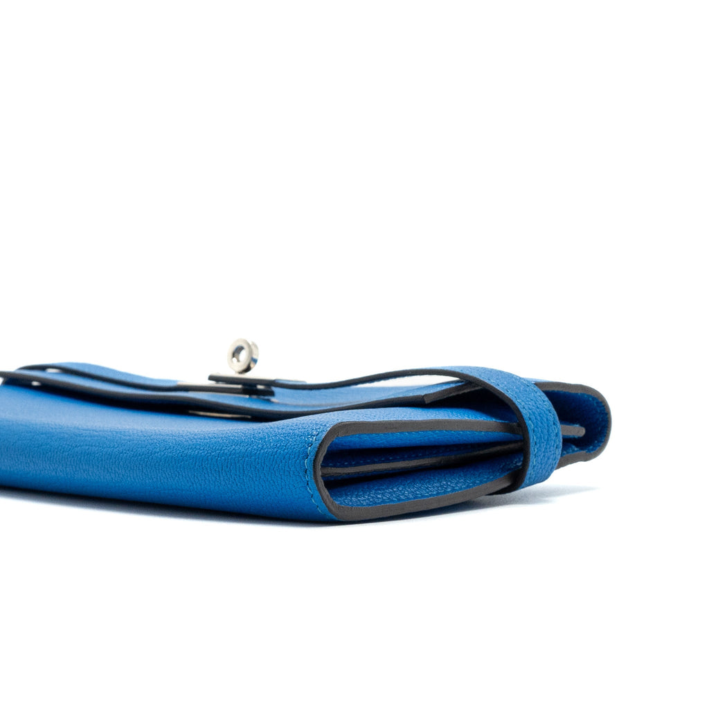 HERMES KELLY CLASSIC LONG WALLET CHÈVRE MYSORE BLUE HYDRA  SHW