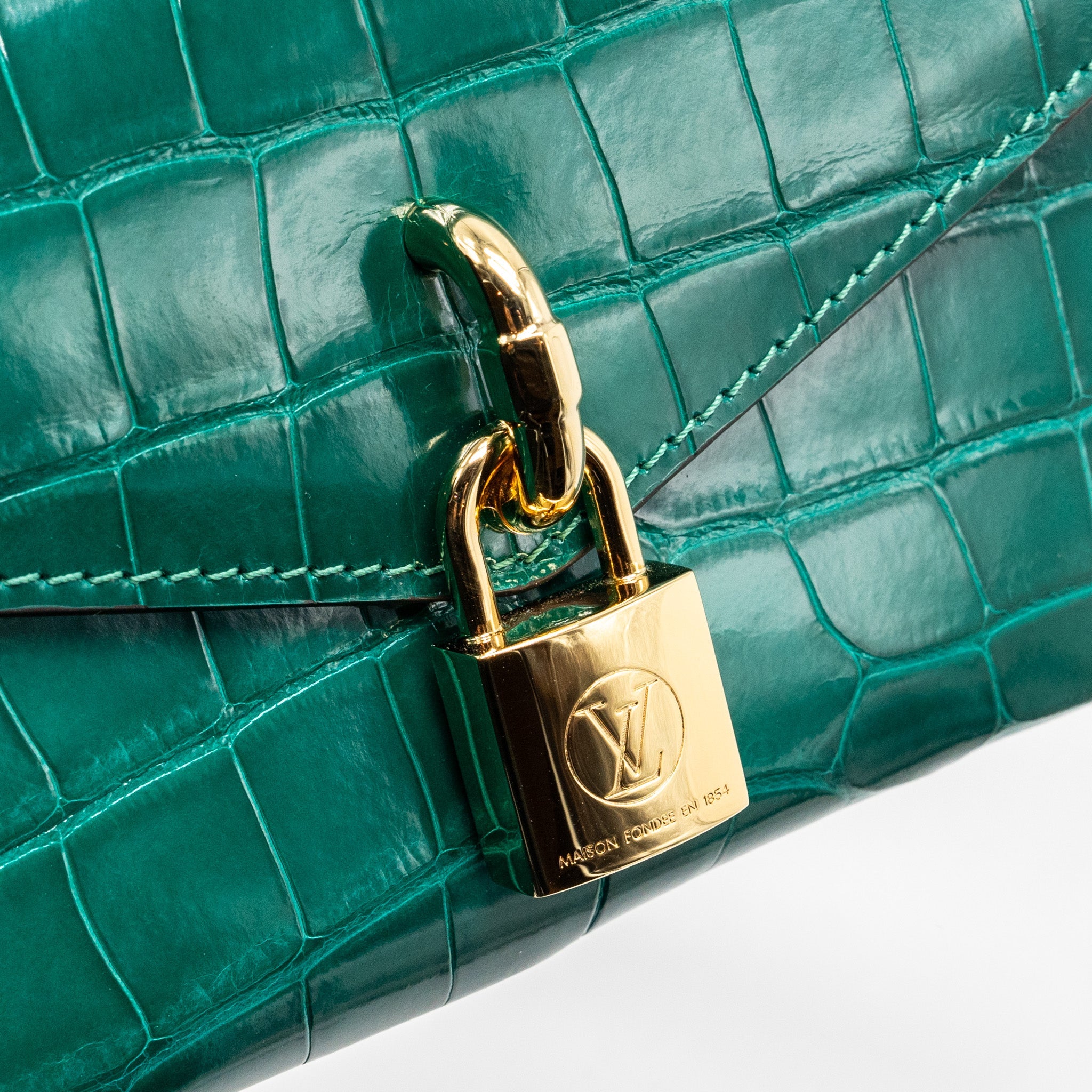LOUIS VUITTON PADLOCK ON STRAP CROCODILE BRILLANT GREEN GHW