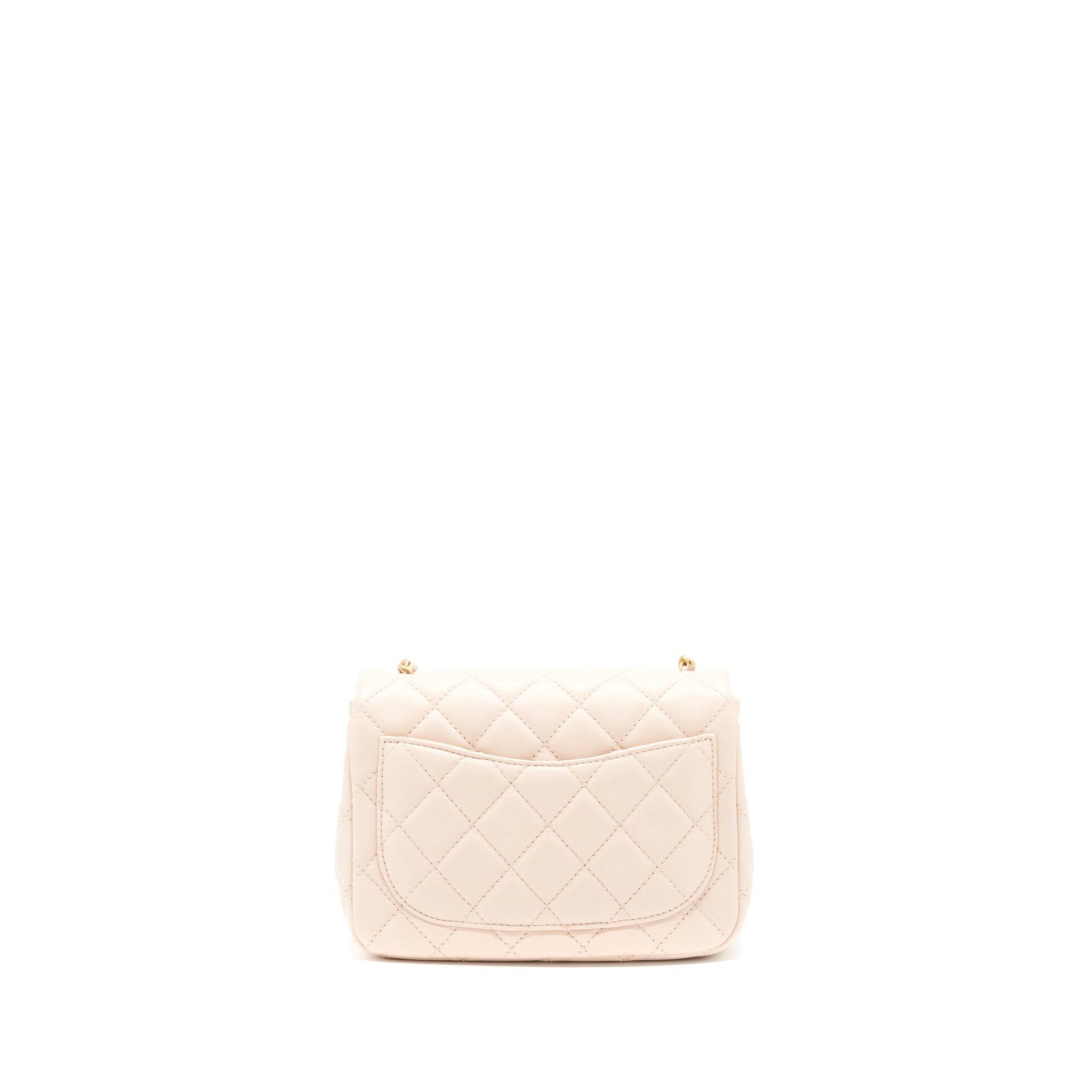 CHANEL 22C PEARL CRUSH MINI SQUARE FLAP BAG LAMBSKIN LIGHT PINK GHW