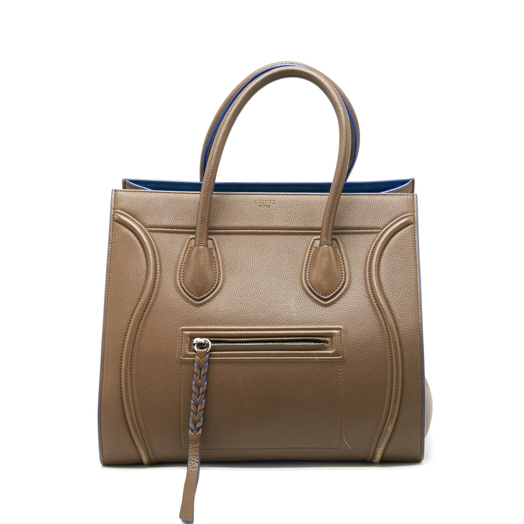 CELINE PHANTOM TOTE BAG DARK BROWN/BLUE SHW