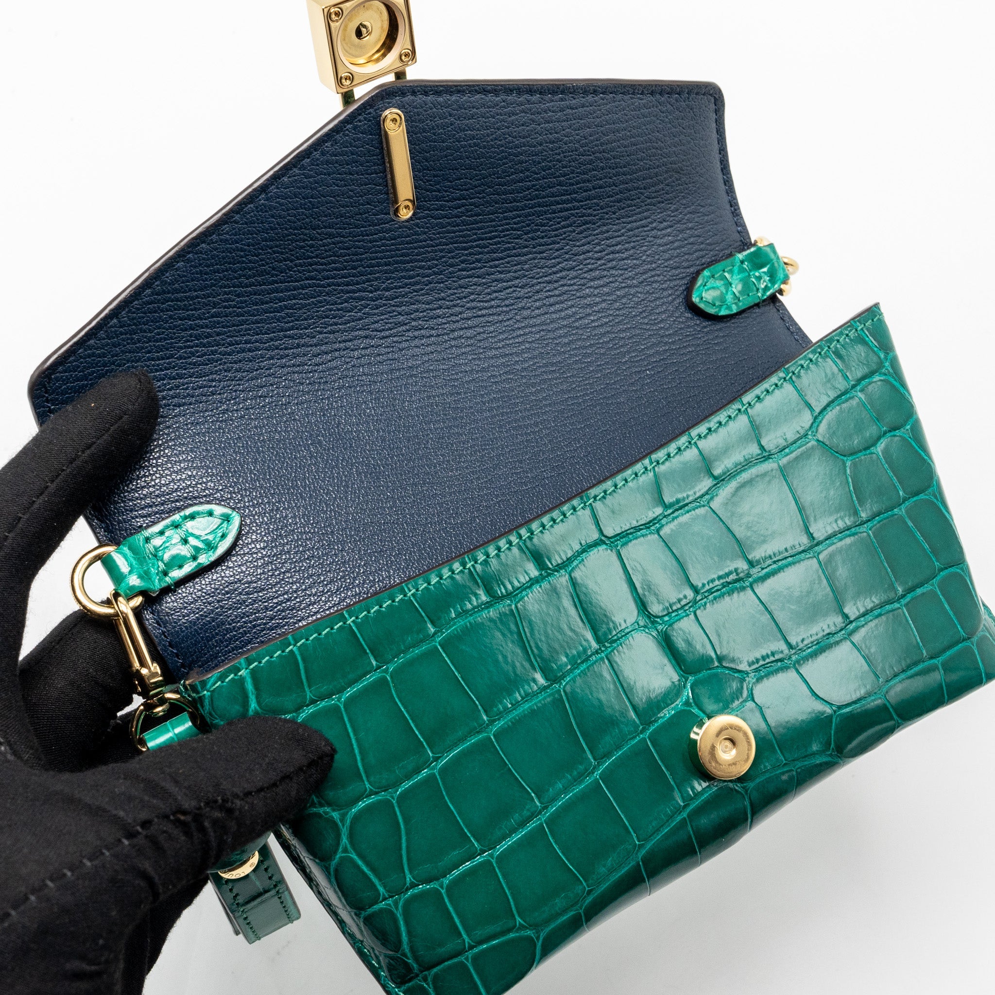 LOUIS VUITTON PADLOCK ON STRAP CROCODILE BRILLANT GREEN GHW