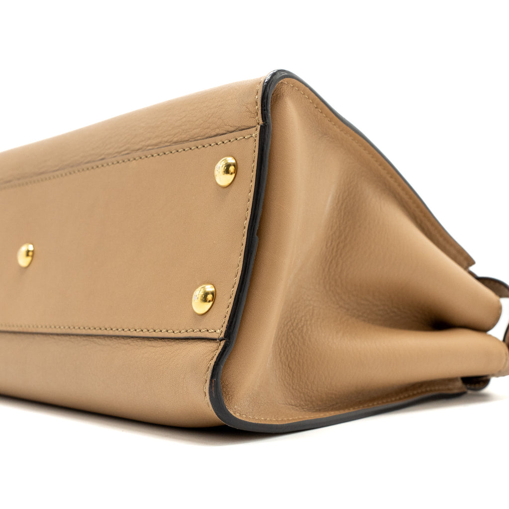 FENDI MEDIUM PEEKABOO CALFSKIN TOBACCO MULTICOLOUR HARDWARE