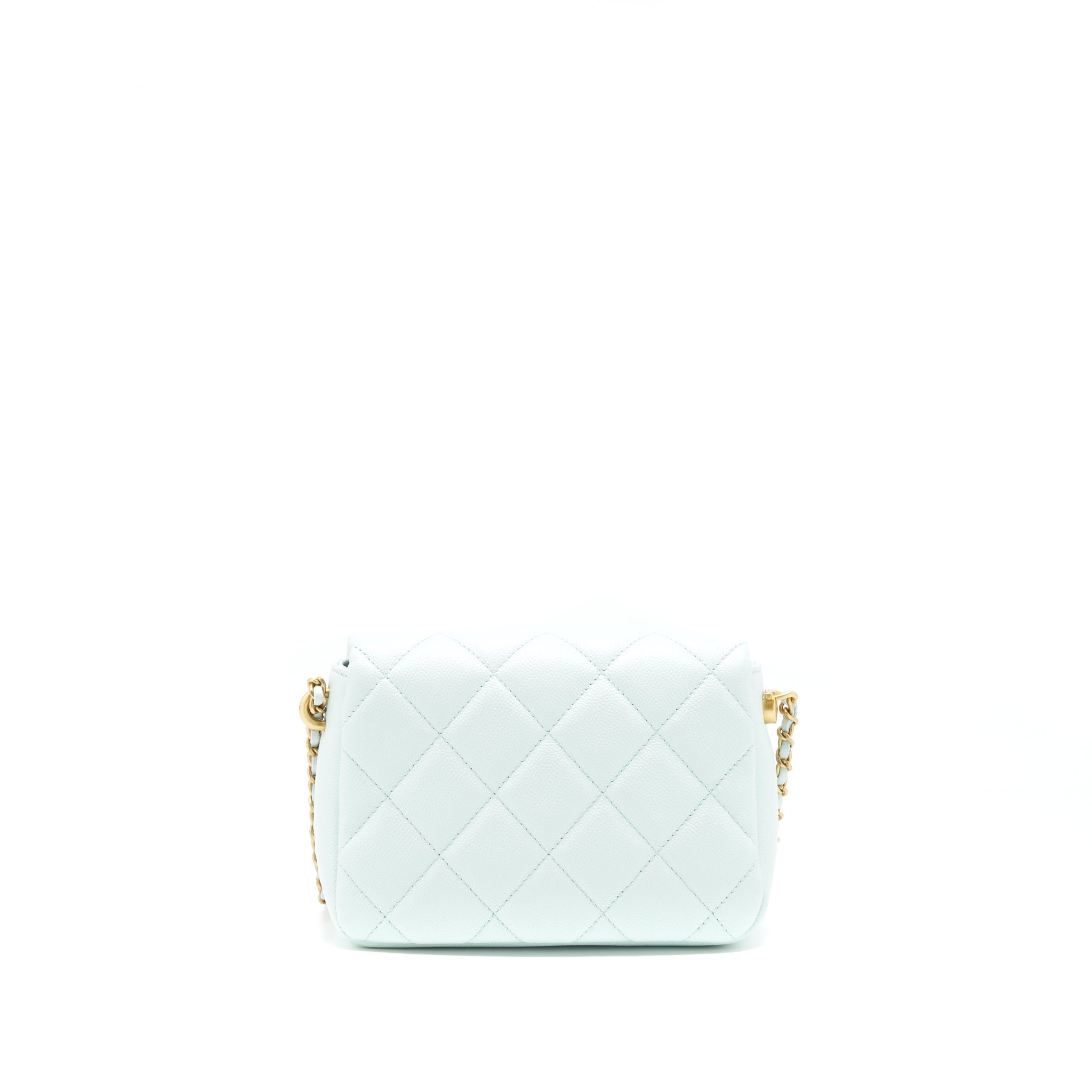 CHANEL 21K MY PERFECT MINI FLAP BAG CAVIAR IRIDESCENT PASTEL GREEN GHW (MICROCHIP)