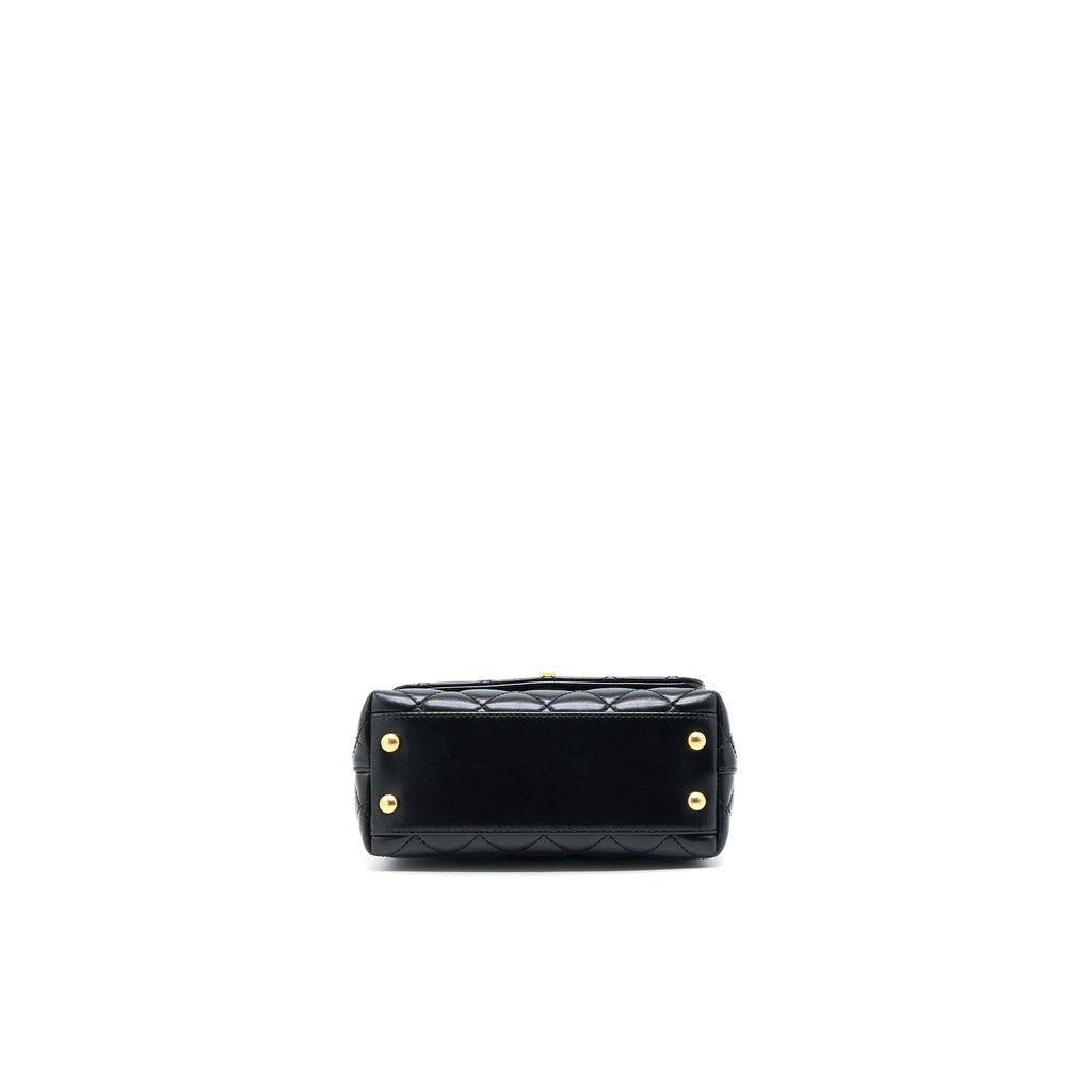CHANEL 22A MINI COCO HANDLE WITH DETAILED LETTER HANDLE CALFSKIN BLACK BRUSHED GHW (MICROCHIP)