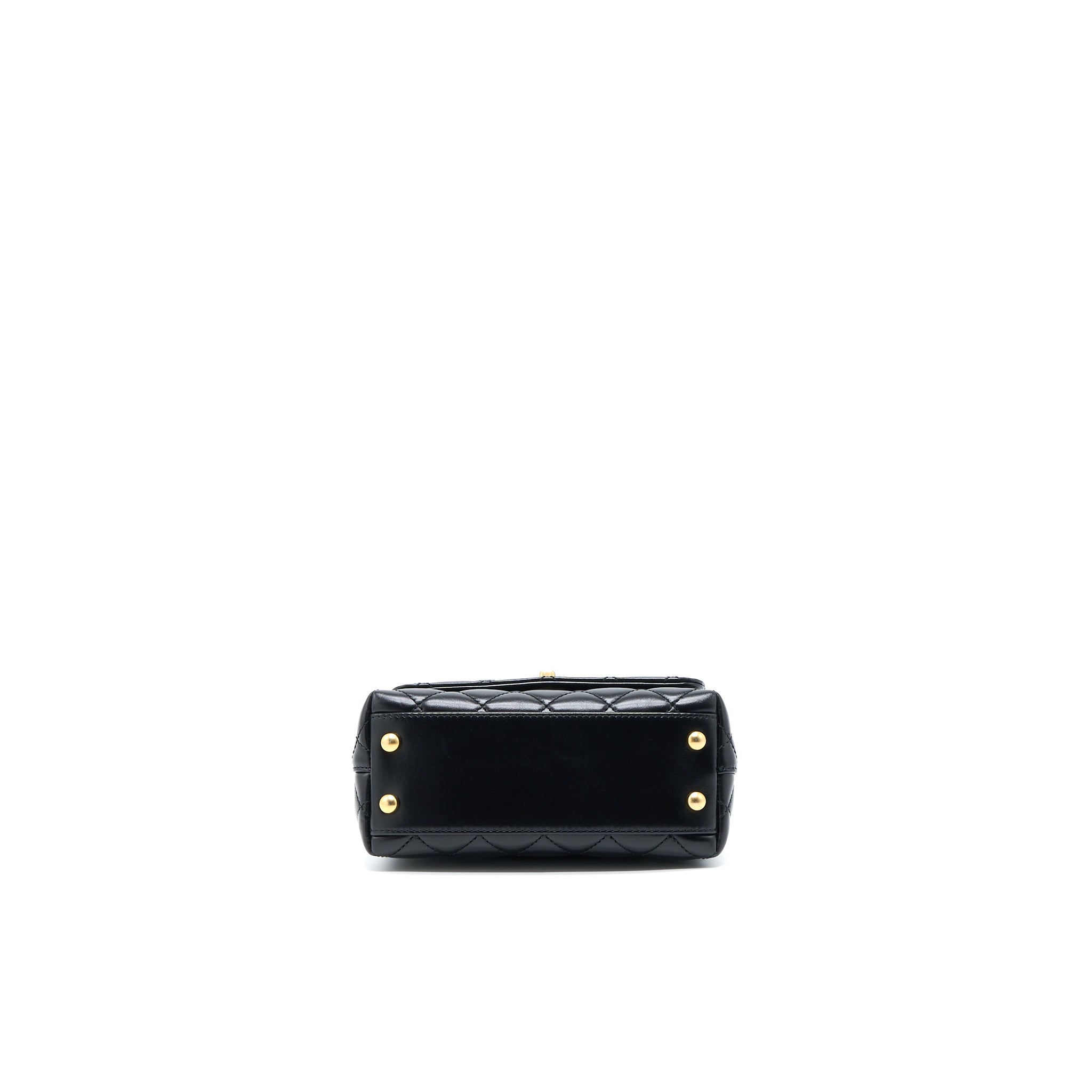 CHANEL 22A MINI COCO HANDLE WITH DETAILED LETTER HANDLE CALFSKIN BLACK BRUSHED GHW (MICROCHIP)