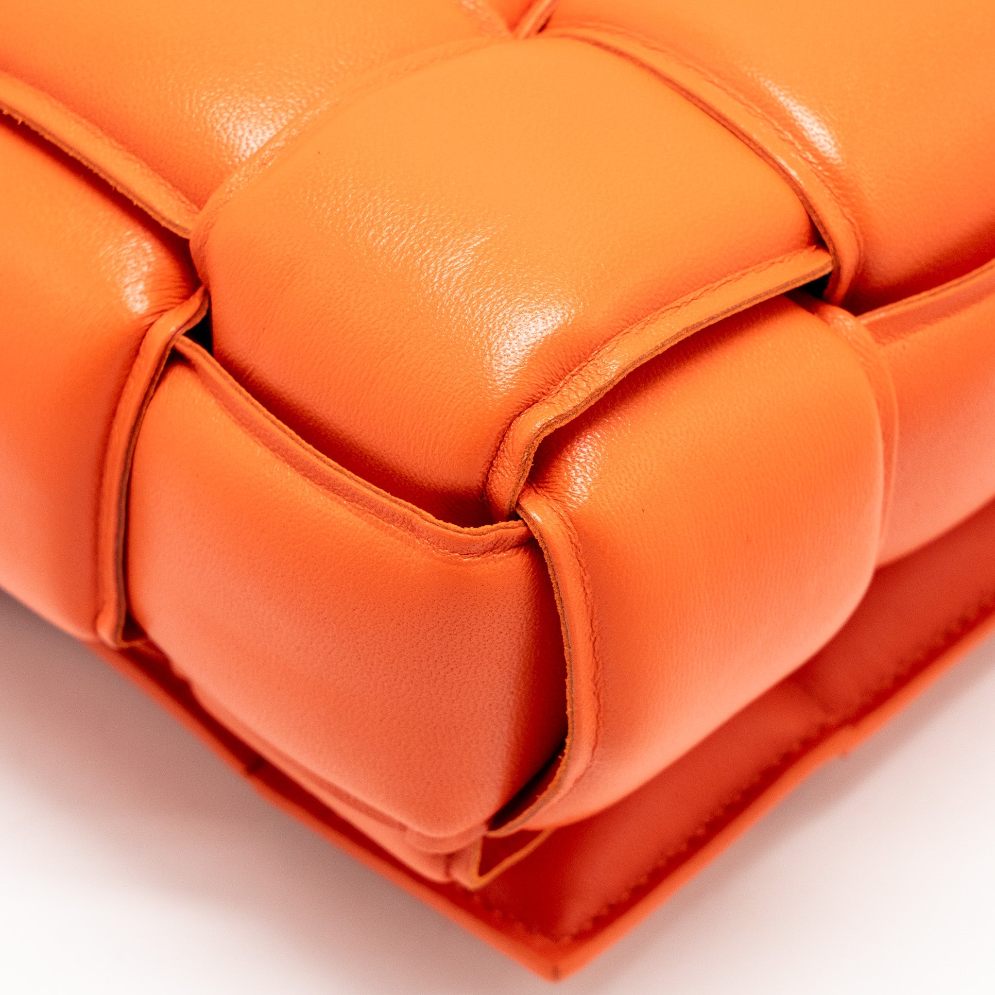 BOTTEGA VENETA PADDED CASSETTE BAG LAMBSKIN ORANGE GHW