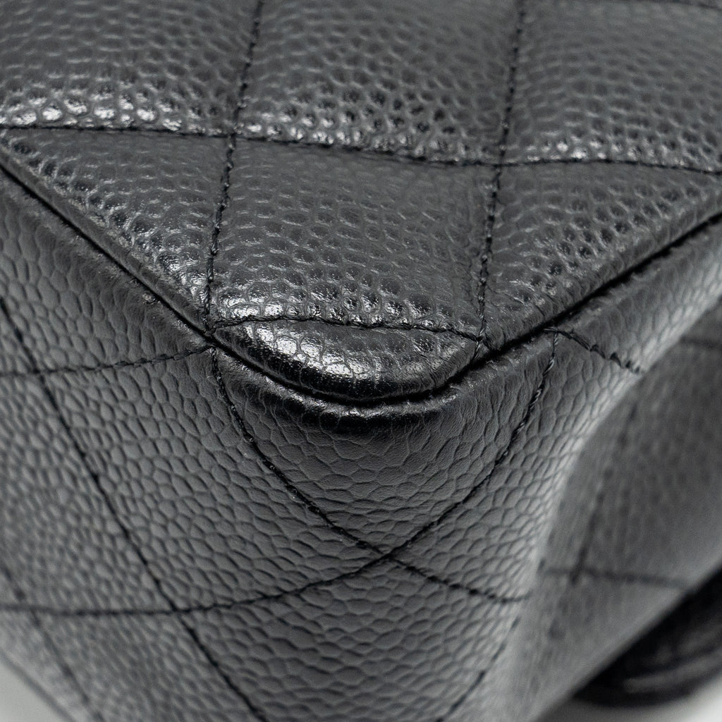 CHANEL MEDIUM CLASSIC DOUBLE FLAP BAG CAVIAR BLACK SHW