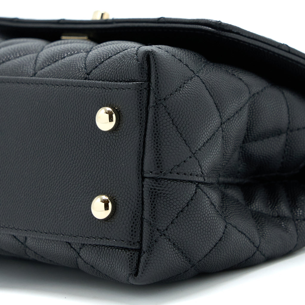 CHANEL COCO HANDLE CAVIAR BLACK LGHW(MICROCHIP)