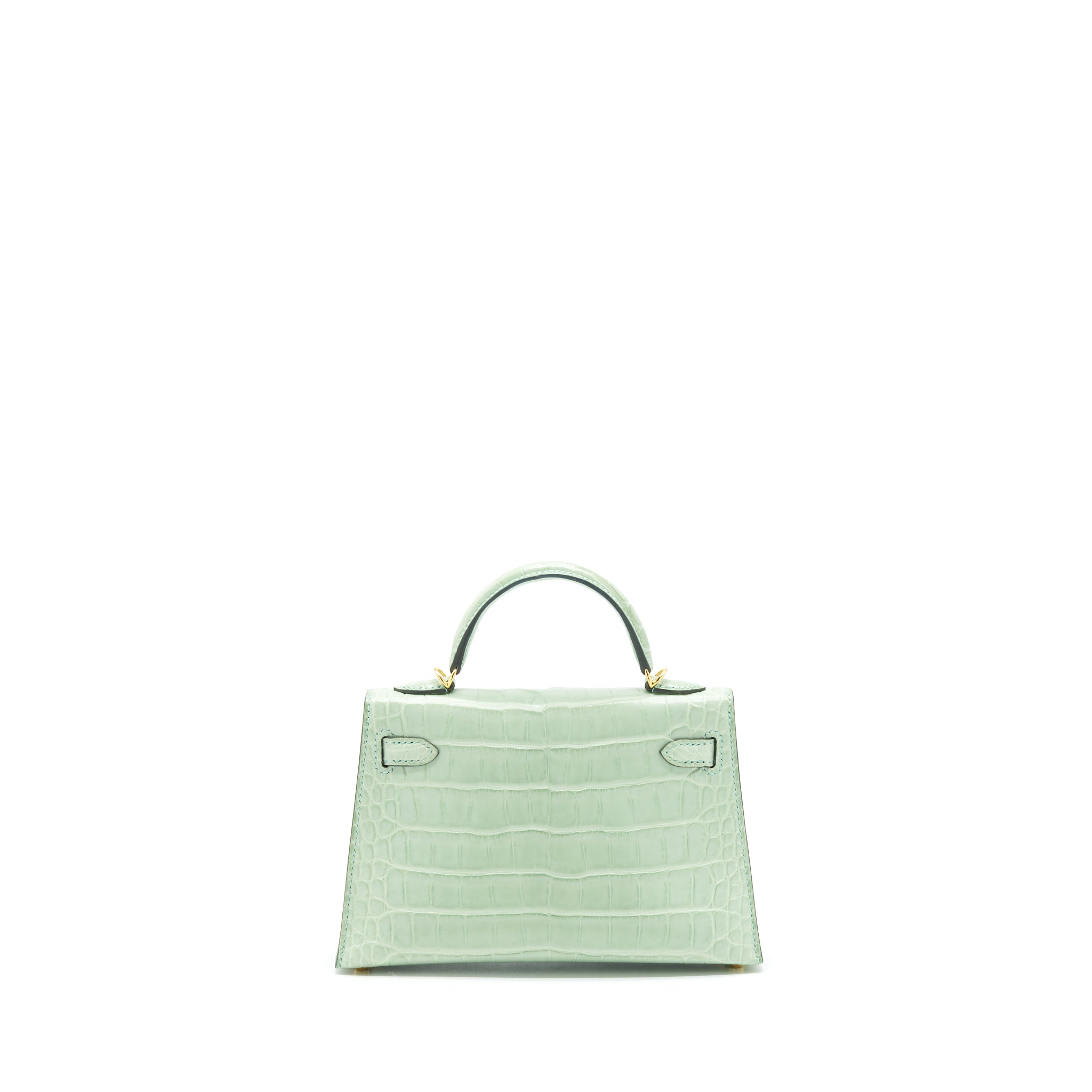 HERMES MINI KELLY 20CM ALLIGATOR MATT 6U VERT D’EAU GHW