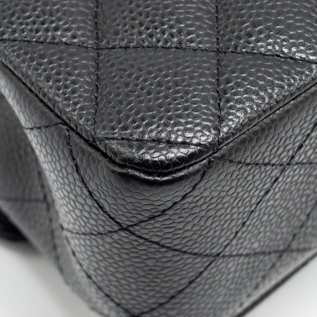 CHANEL MEDIUM CLASSIC DOUBLE FLAP BAG CAVIAR BLACK SHW