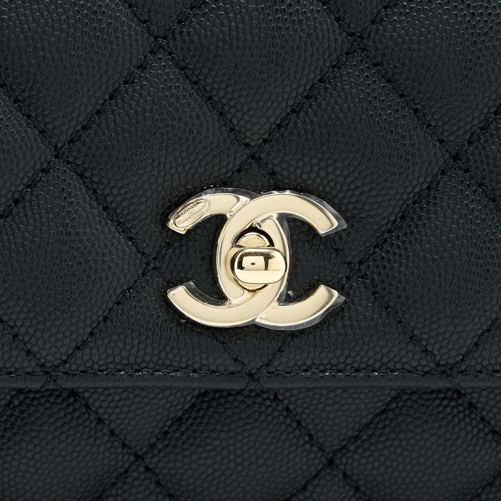 CHANEL COCO HANDLE CAVIAR BLACK LGHW(MICROCHIP)