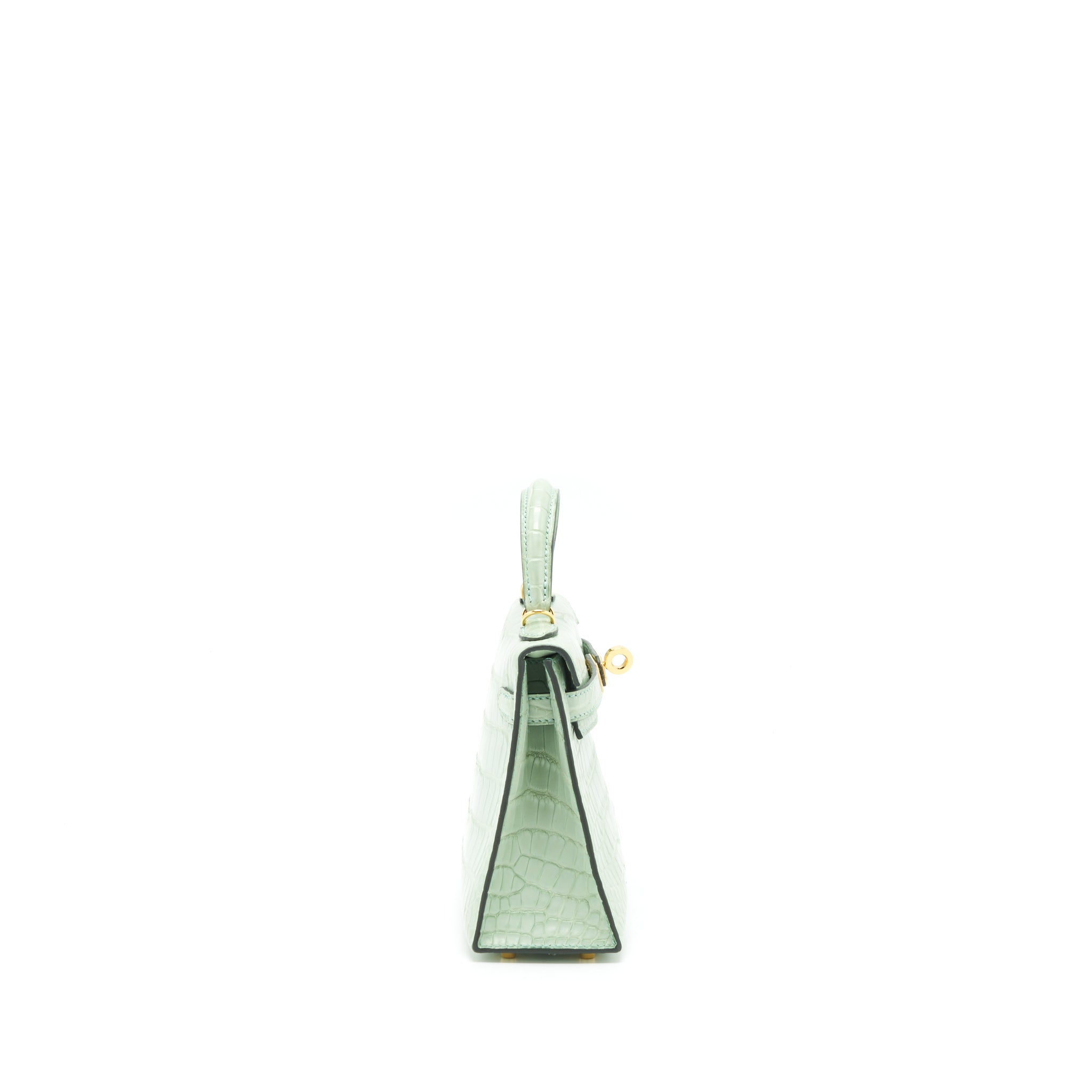 HERMES MINI KELLY 20CM ALLIGATOR MATT 6U VERT D’EAU GHW