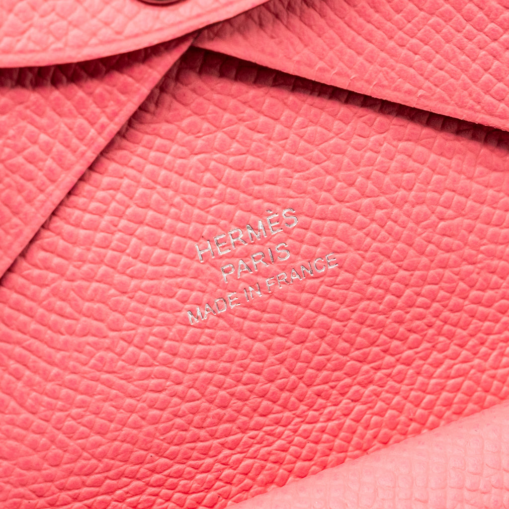 HERMES CALVI DUO CARD HOLDER EPSOM ROSE AZALEE SHW