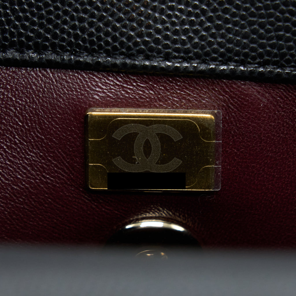 CHANEL COCO HANDLE CAVIAR BLACK LGHW(MICROCHIP)
