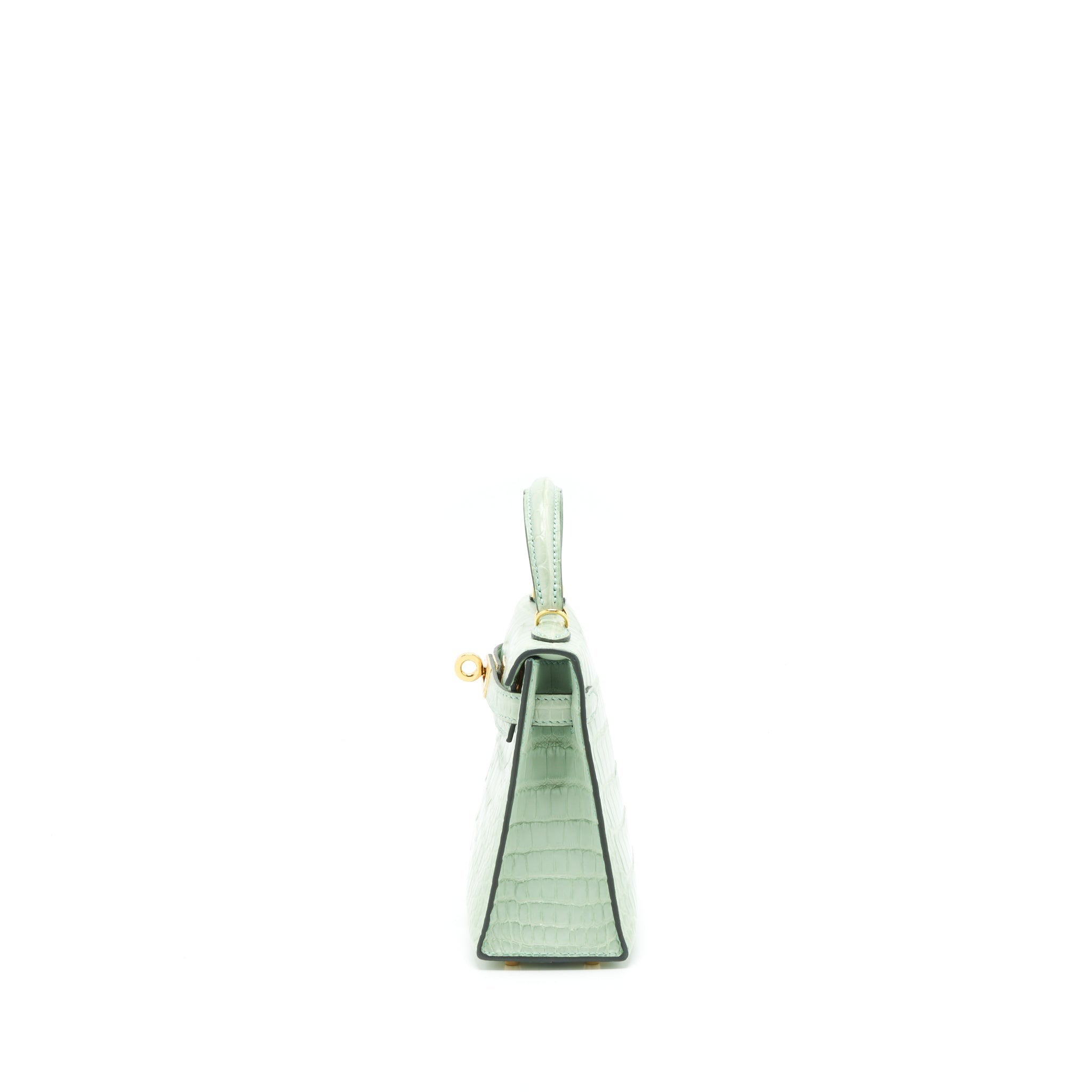 HERMES MINI KELLY 20CM ALLIGATOR MATT 6U VERT D’EAU GHW