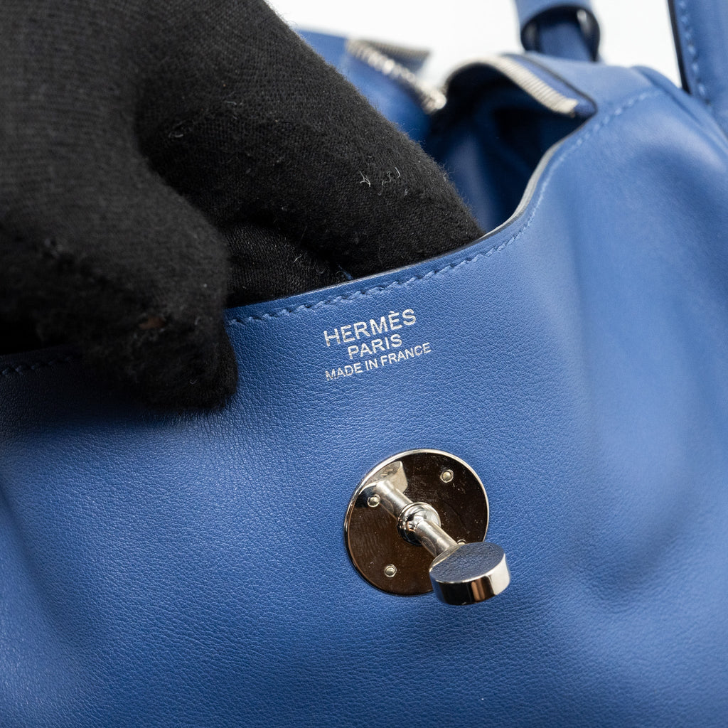 HERMES LINDY 30 SWIFT BLUE BRIGHTON MULTICOLOUR STRAP SHW