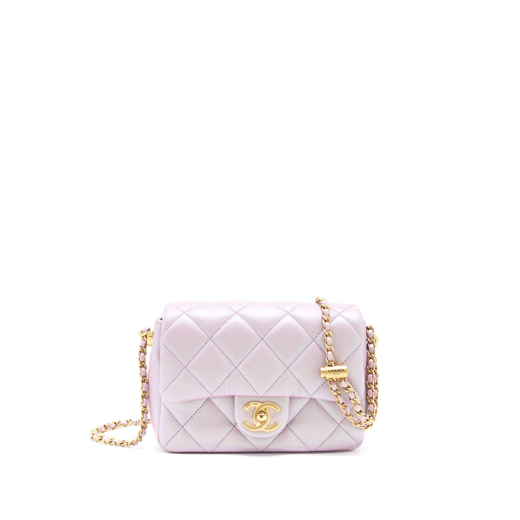 CHANEL 21K MY PERFECT MINI FLAP BAG CAVIAR PINK GHW (MICROCHIP)