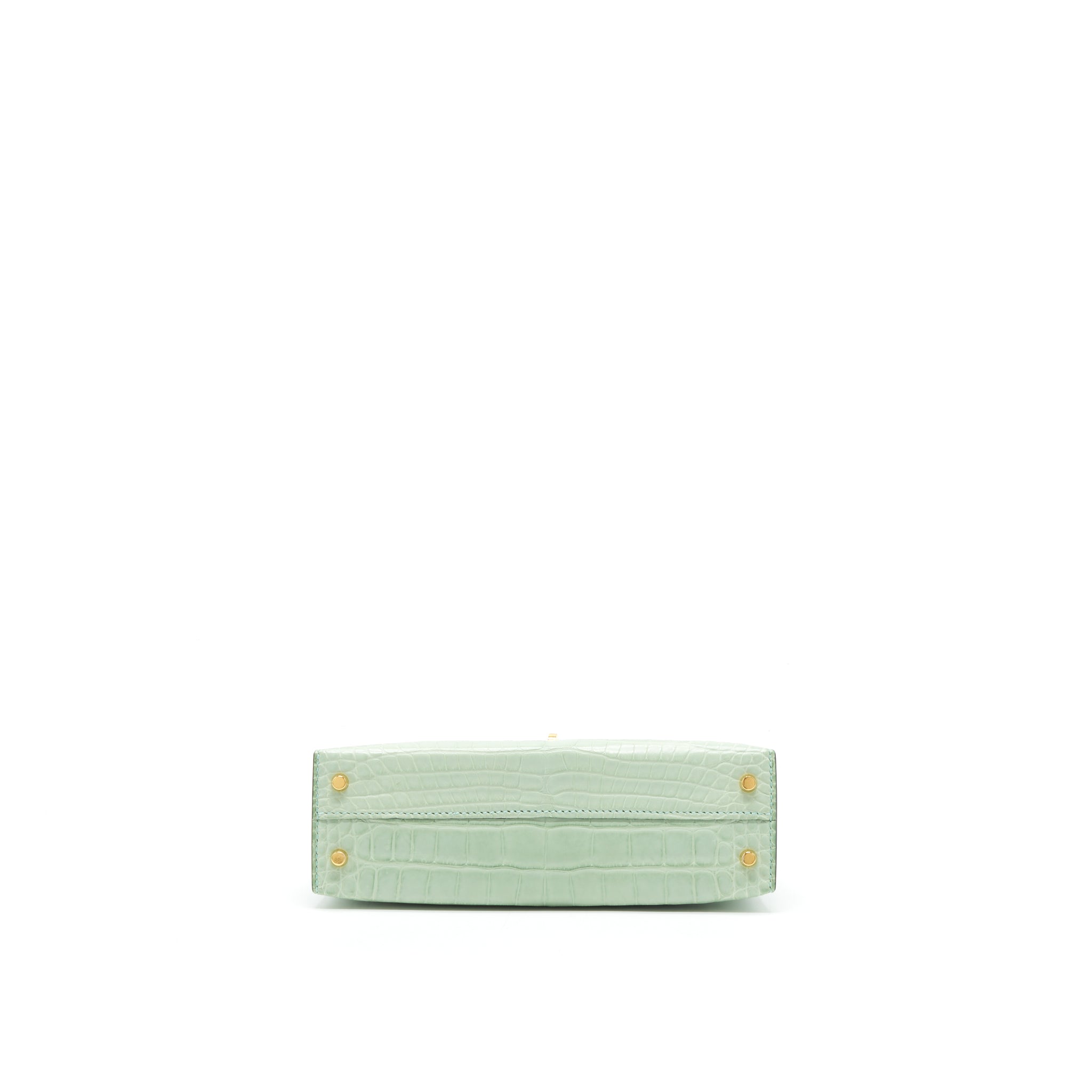 HERMES MINI KELLY 20CM ALLIGATOR MATT 6U VERT D’EAU GHW