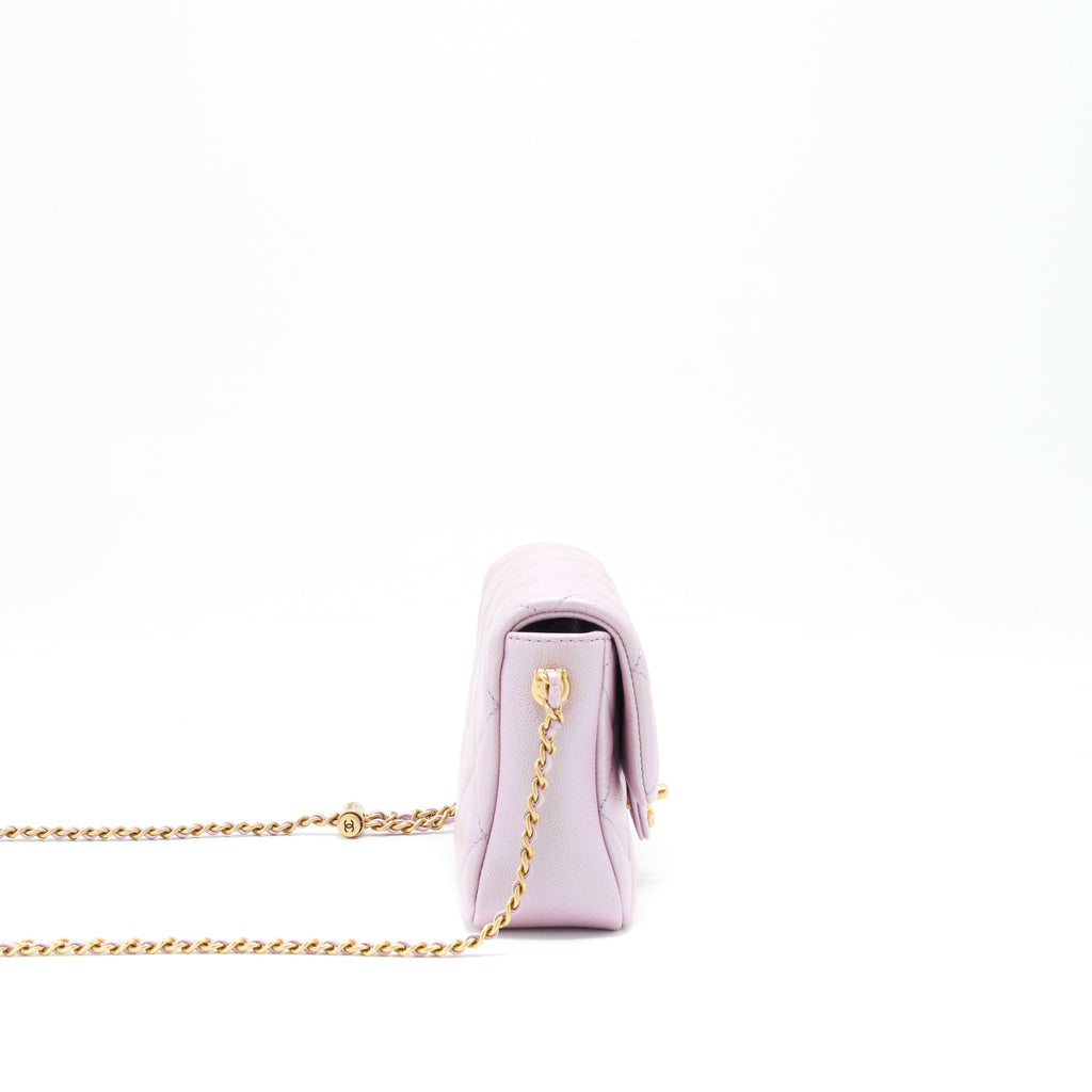 CHANEL 21K MY PERFECT MINI FLAP BAG CAVIAR PINK GHW (MICROCHIP)